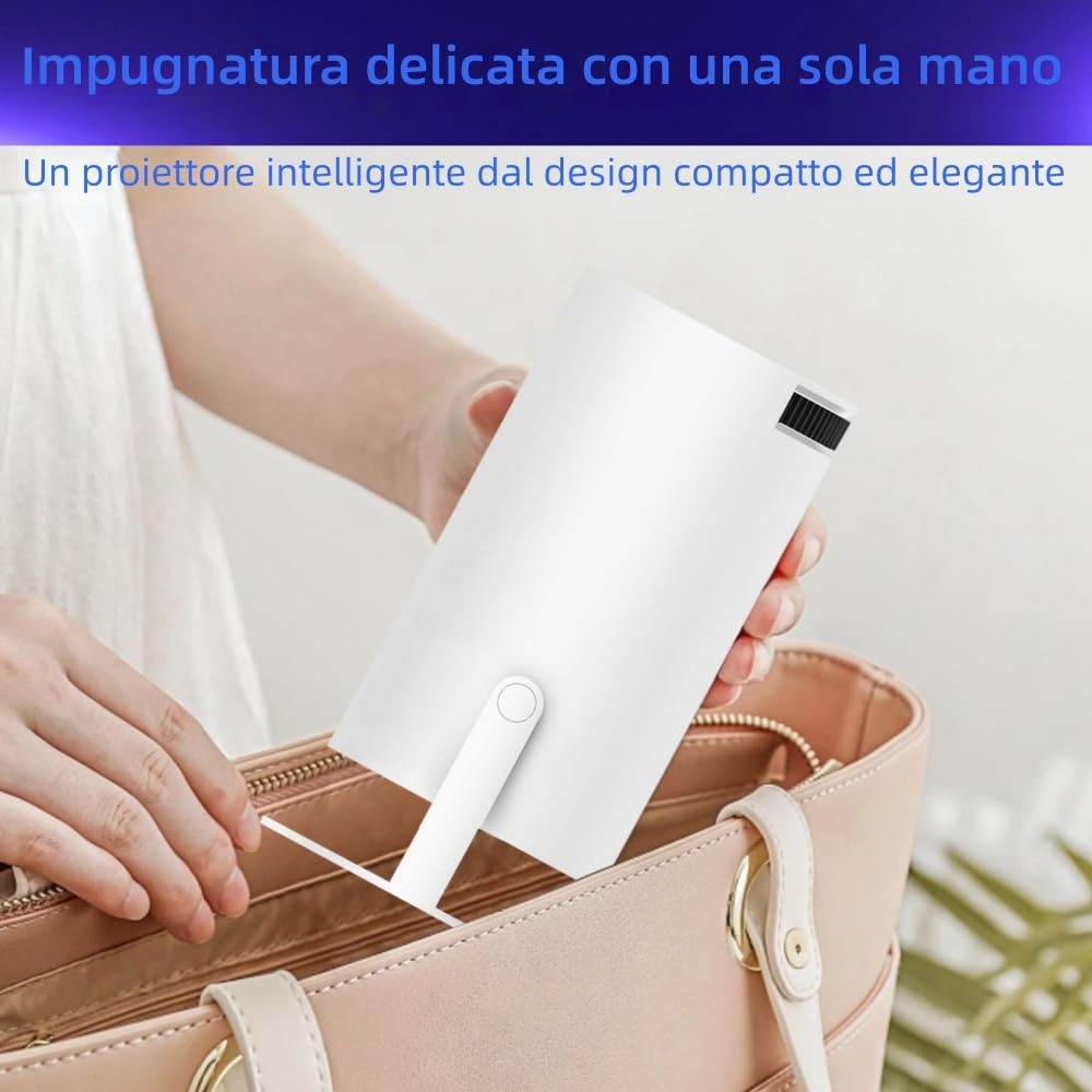 Oklumi - Pivot Projector Mini Proiettore 4K, WiFi 6 BT5, Portatile, 180° Rot, 130 pollici Schermo Home Theater, per l'uso all'aperto e in viaggio