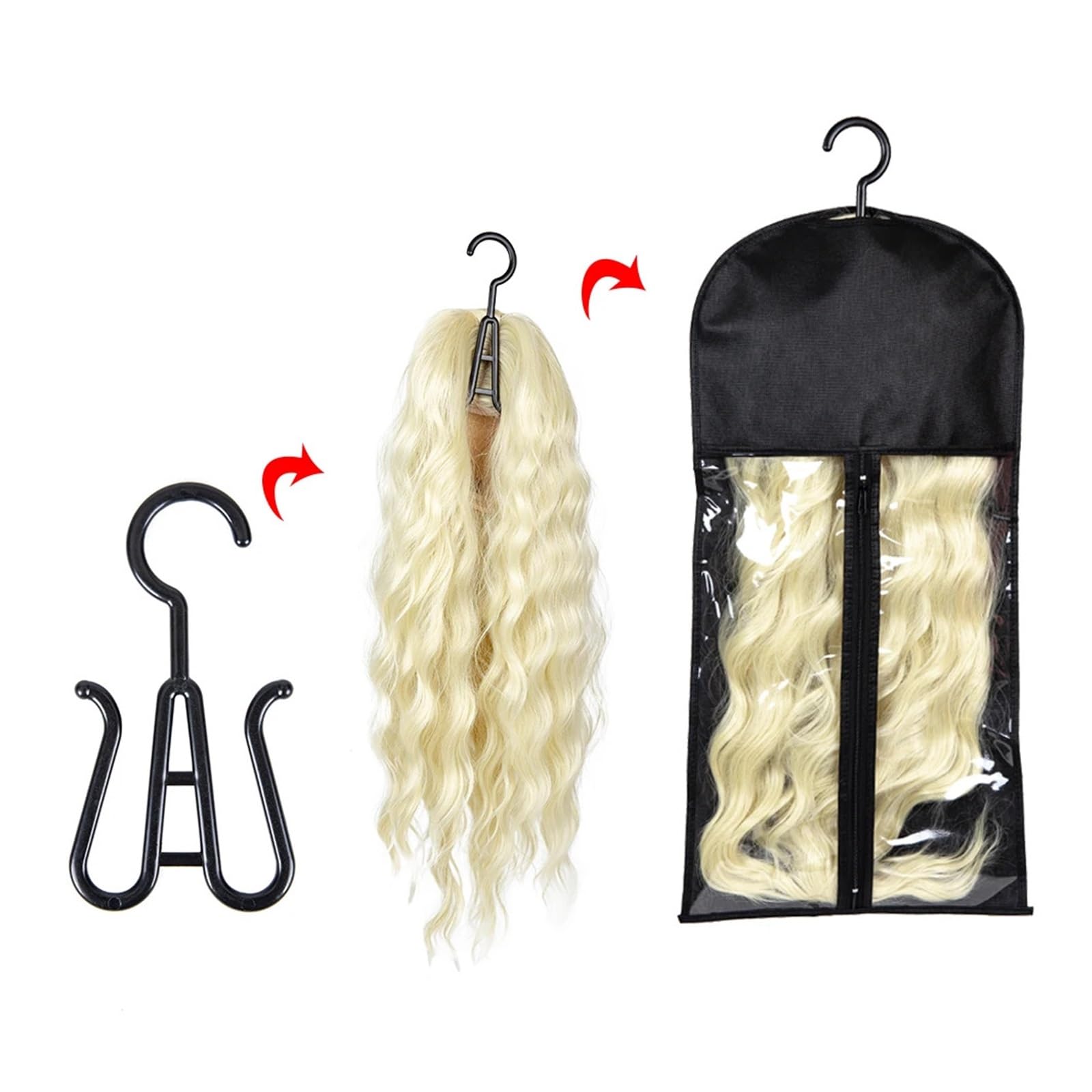 PerüCken Aufbewahrungsbeutel 60/80 cm Perücken-Aufbewahrungstasche mit Aufhänger for mehrere Perücken, Haarteile, Bündel, Pferdeschwanz, Haarverlängerung, Verpackungstasche, Vlies-Perückentasche(1)