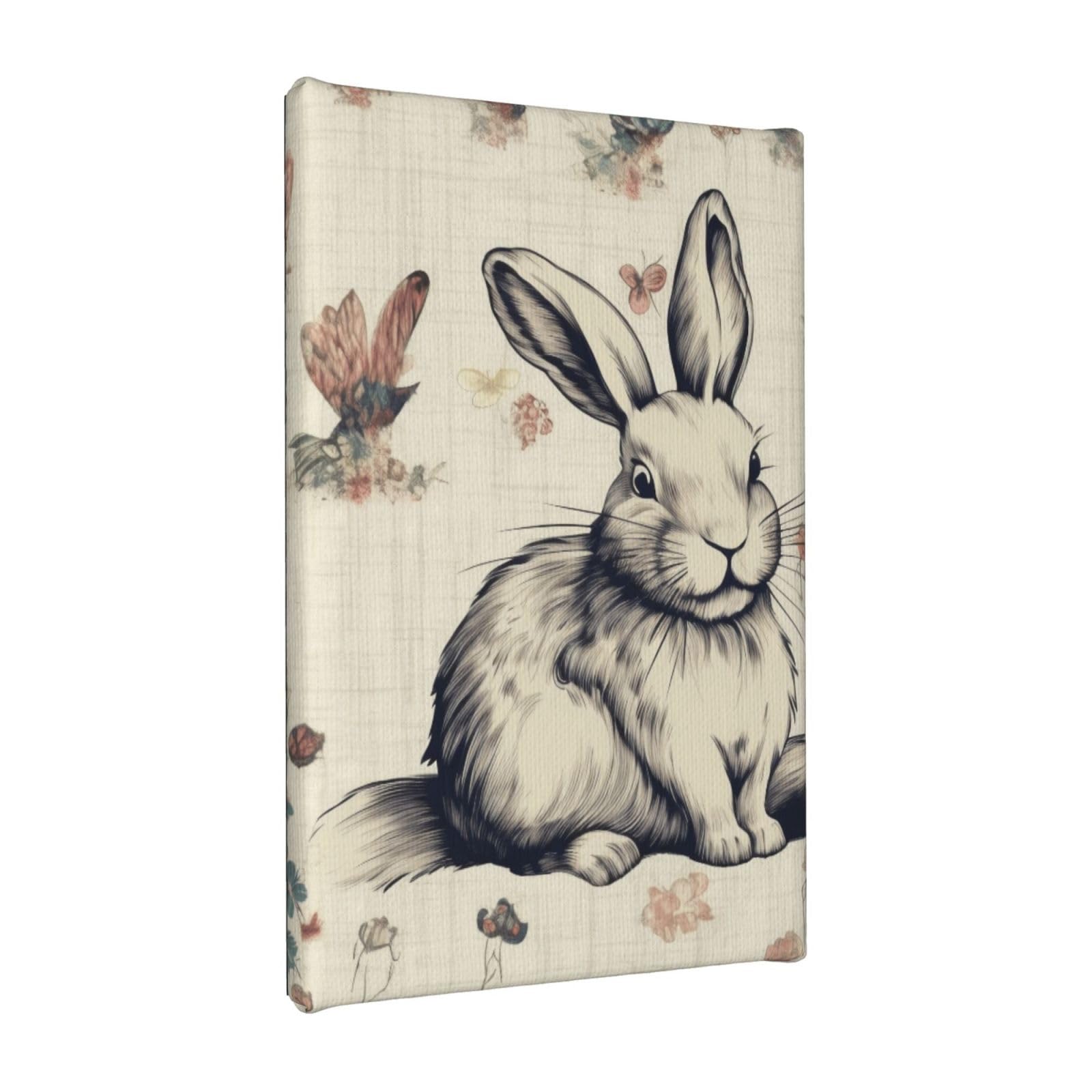 YKLJG Rabbit background Printed Wall Art Canvas Painting 20x30 CM Wooden Framed Picture Painting Artwork Prints for Bedroom Kitchen Home Office Decor