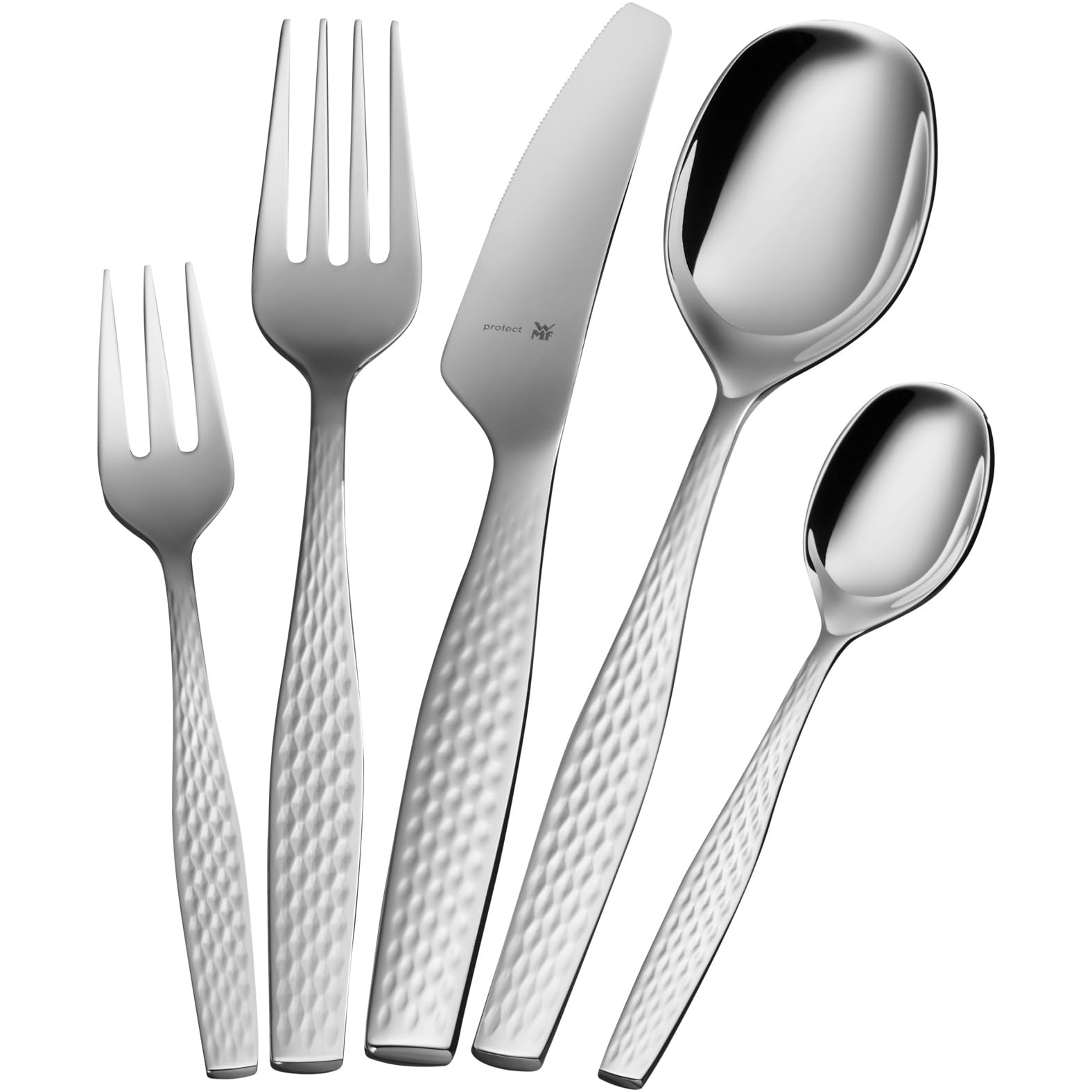WMF Sentic Edelstahl Besteck Set 6 Personen, Essbesteck Set 30 teilig, Monobloc-Messer, Cromargan protect poliert, kratzbeständig, spülmaschinenfest