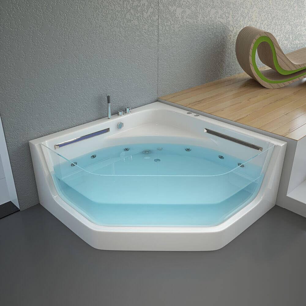 Douche Vapeur De Luxe Avec Baignoire Balnéo 150x150 Cm - 25 Buses - Neuve