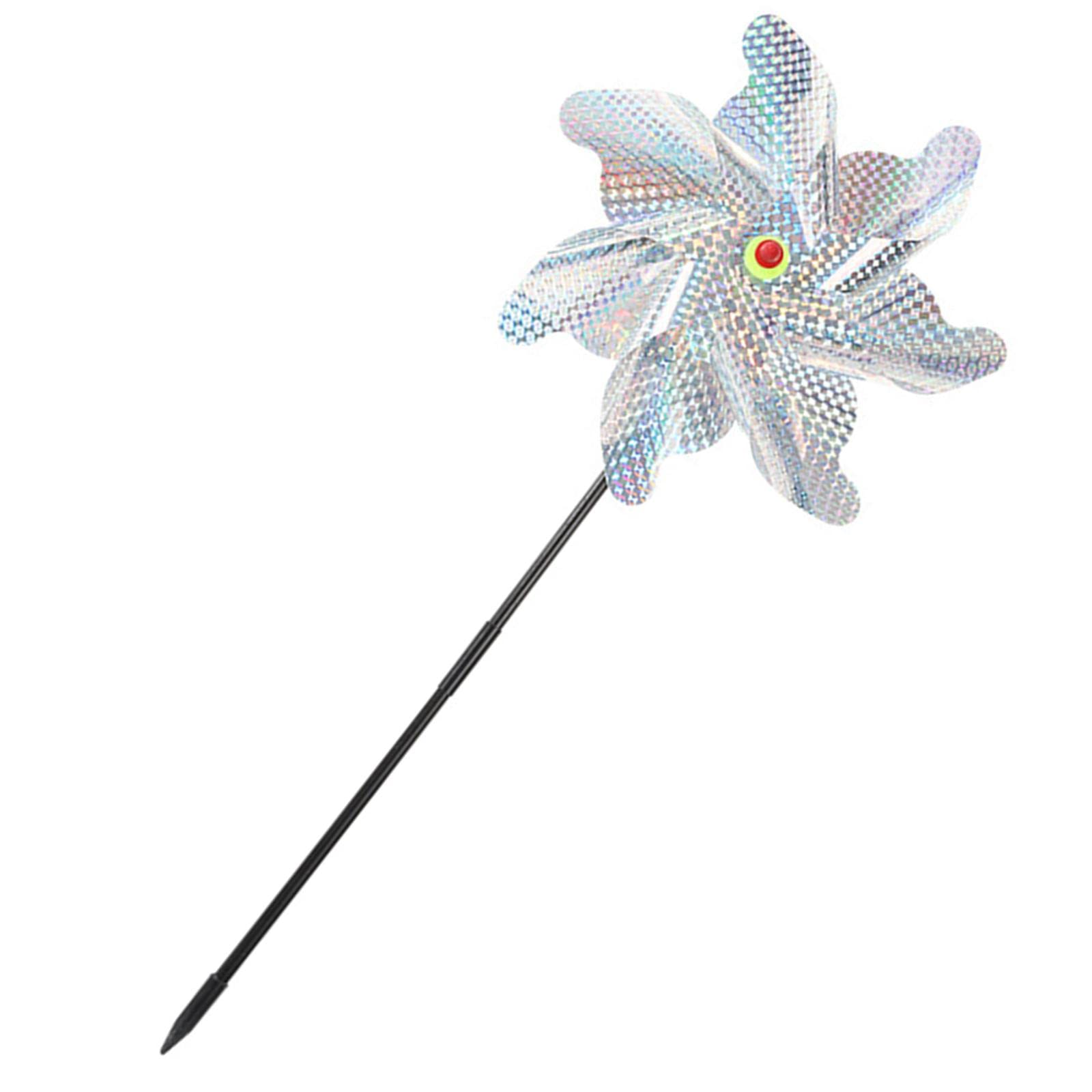 GENERIC Whirl Reflective Pinwheel Wind Spinner Sparkly Silver for Farm Garden Yard-image-12