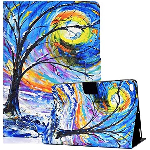 Dteck iPad 6th Generation Case, iPad 5th Generation Case, iPad Air 1 2 Case, Smart Slim Auto Sleep Wake Folio Stand Patterned Cover Case for Apple iPad 9.7" 2018/2017/ iPad Air 1 2, Painting Tree Cover