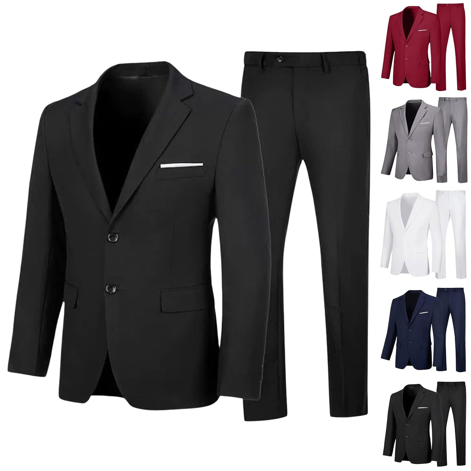 Smoking Costume Homme 2 Pièces Slim Fit Mariage Business Blazer Veste Pantalon