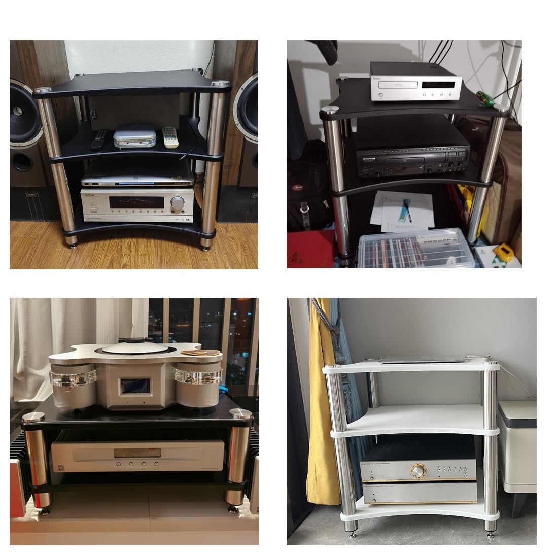 Supporto per Amplificatore Stereo a 4 Livelli, unità di archiviazione per componenti multimediali, Lettore Dvd/Console di Gioco/decoder TV/Router WiFi/decoder Via Cavo/Giradischi/r
