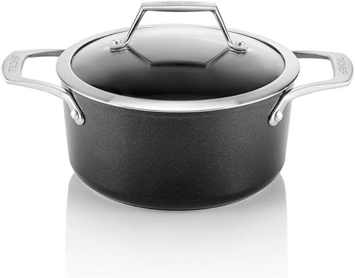 TECHEF - Colección Onyx - Olla de sopa de 2.8 cuartos con tapa de vidrio, recubierta con nuevo revestimiento antiadherente de teflón platino (sin