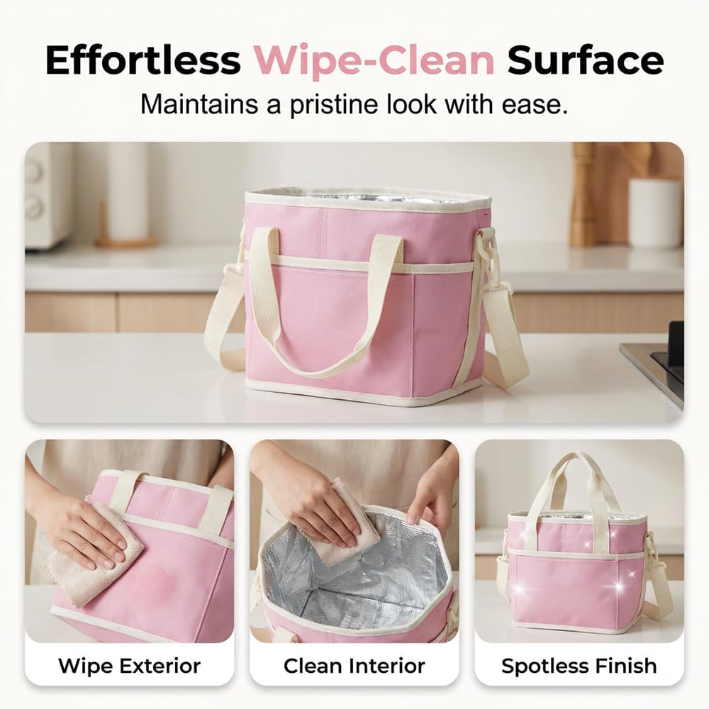 Family Size 4 Compartment Drink Bag, Multiple Tumbler Carrier Caddy with Adjustable Strap, Insulated Drink Bottle Carriers for Hiking Sports Family Outings (Black) - 3