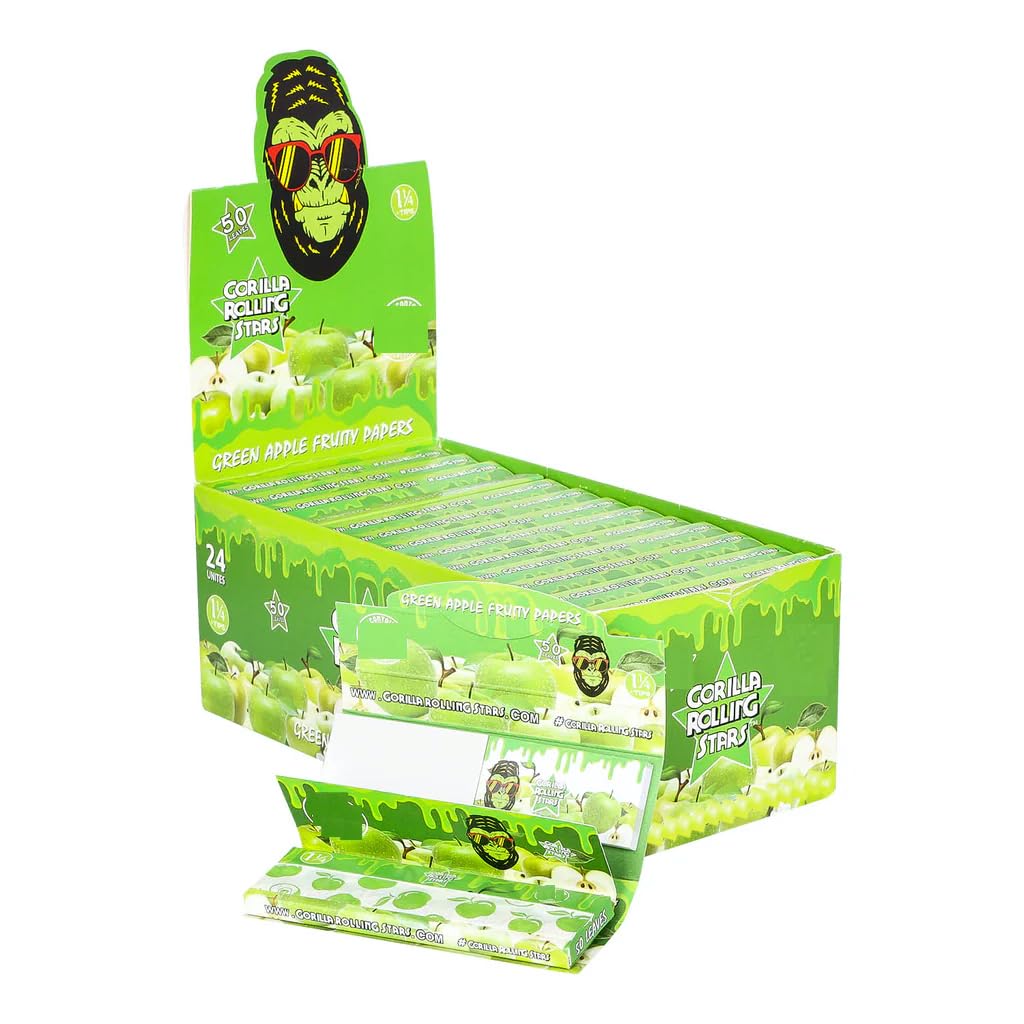 STUARTS DIRECT Cigarette Rolling Papers 1 1/4 Size | Regular Size Paper with Perforated Roach Tips (APPLE)