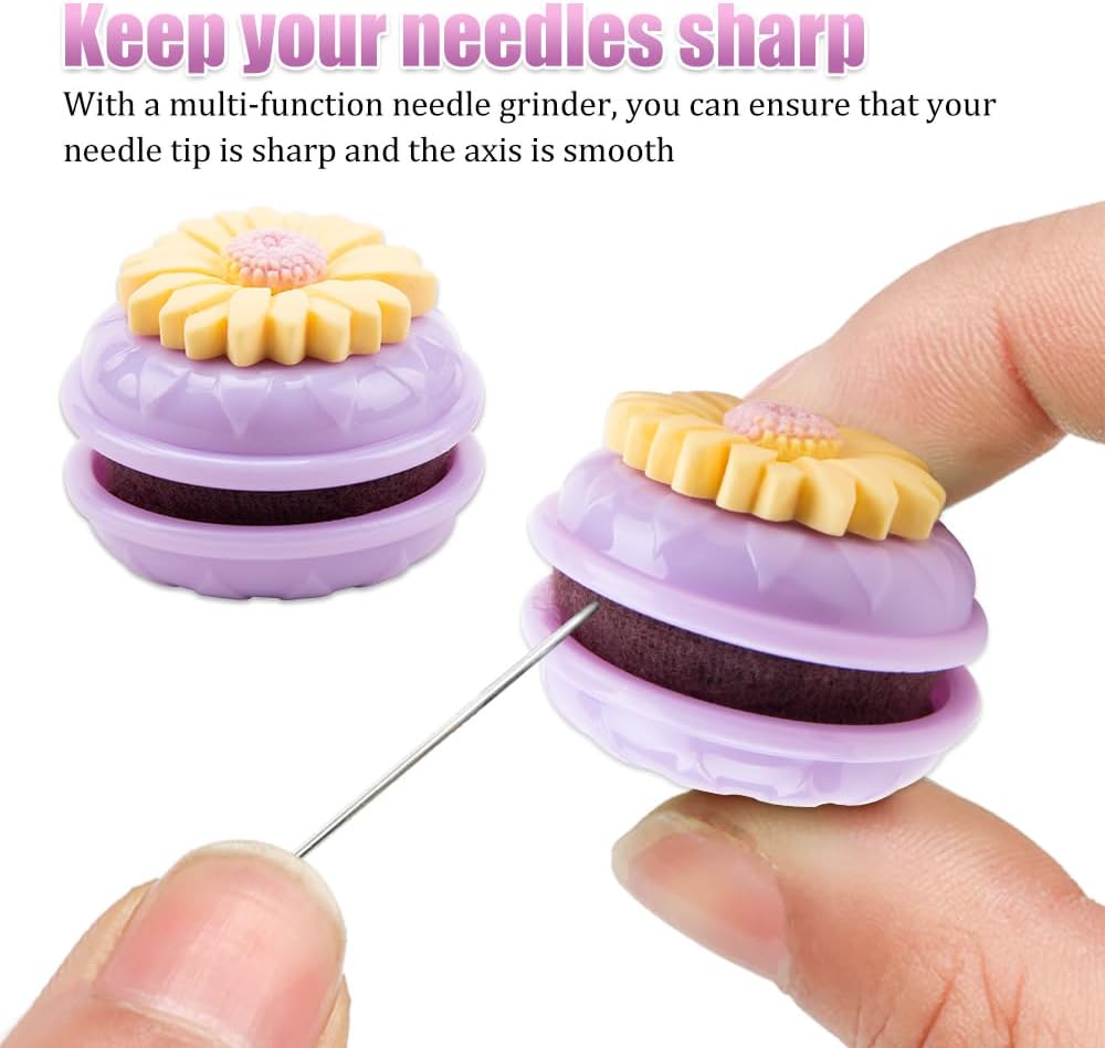 WSDMAVIS 1Pcs Hamburger Shape Needle Sharpener PP Material Macaron Colors Pin Sharpener Compact Efficient for Sewing Embroidery DIY Crafts