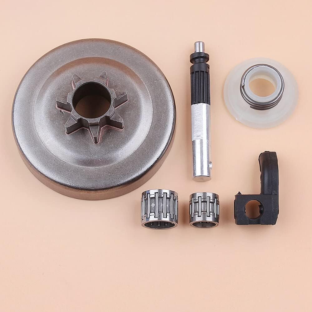 .325"7T Clutch Drum Bearing Oil Pump Piston Oiler Worm Gear Kit Compatible with Husqvarna 340 345 350 Jonsered 2145 2150 Gas Chainsaw Parts