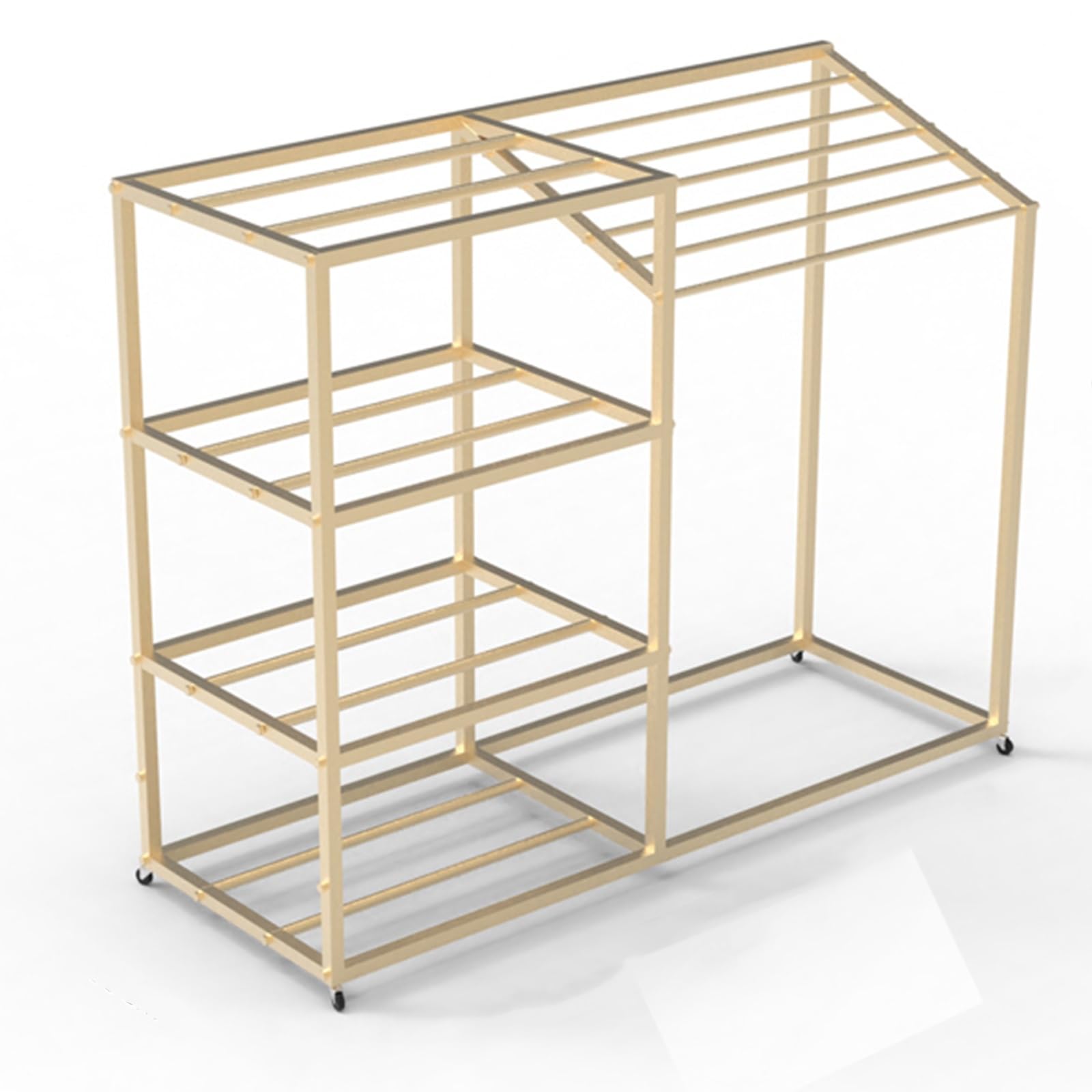 Soporte para esterillas de Yoga, Extragrande, de 4 Niveles, Organizador metálico para Rodillos de Espuma y colchonetas, solución de Almacenamiento para Gimnasio en casa (Dorado B, 155 x 55 x