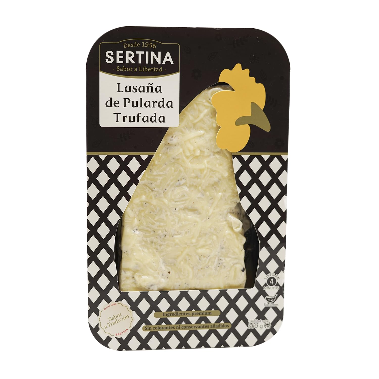 Sertina Lasaña de Pularda Trufada, Pack de 6 x 350 g - Plato Gourmet Listo Para Comer Con Carne de Pularda, Sabor a Trufa, Salsa Bechamel Casera, Totalmente Natural, Sin Conservantes.
