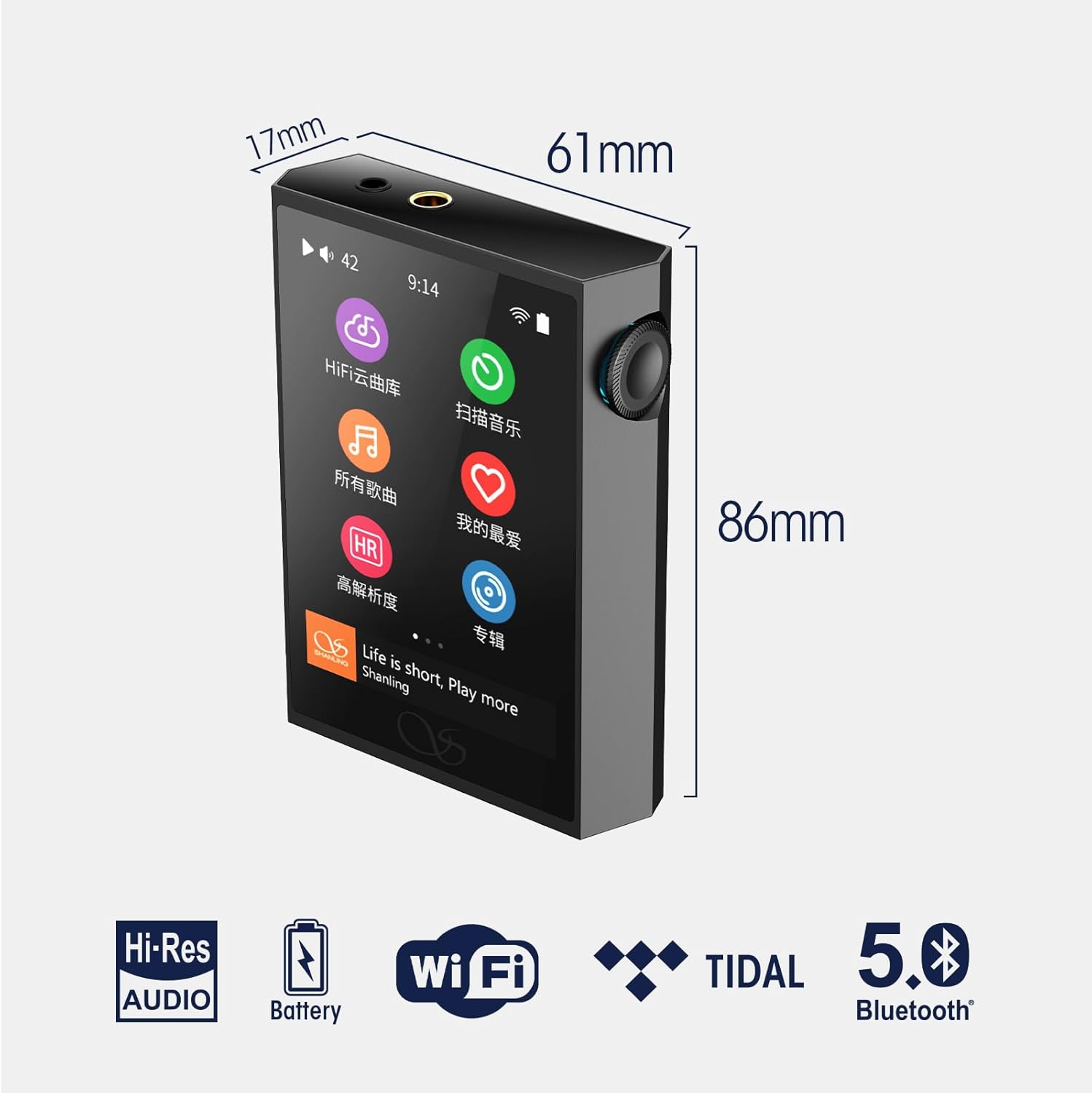 SHANLING M1 Plus Music Player Included Leather Case, Portable 3.2inch Mini DAP with Bluetooth 5.2 LDAC/WiFi/DLNA/Airplay/Tidal Streaming, Lossless DSD Hi-Res Compatible with 2TB Micro SD (Black)