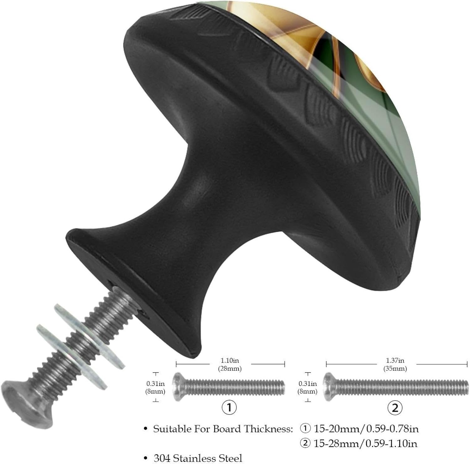 Black St. Patrick's Day (1) Glass Drawer Knobs, Universal Cabinet Pulls for Kitchen Cabinet and Bathroom