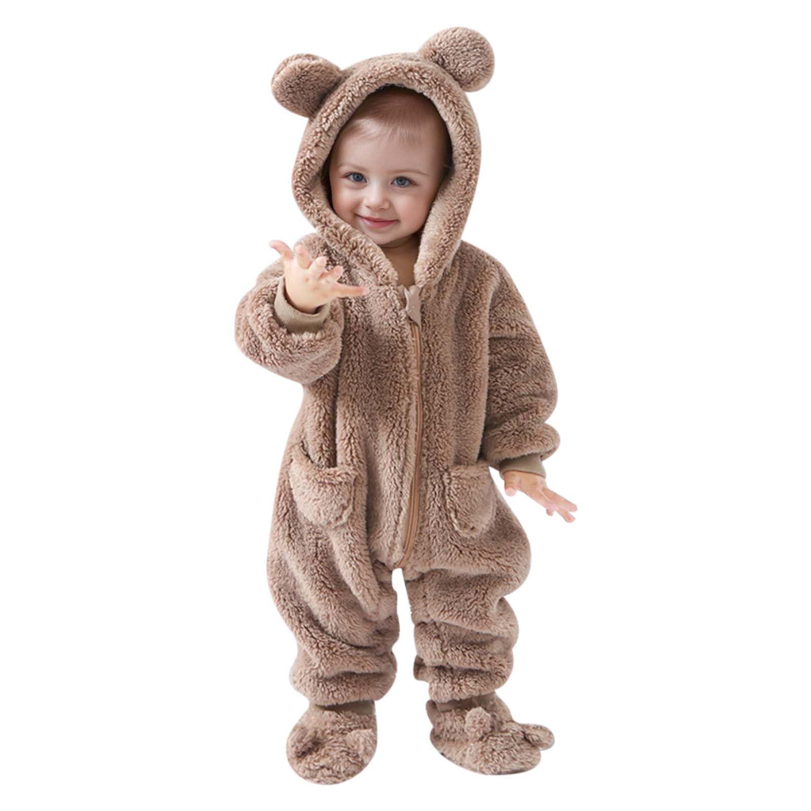Bebés Mameluco Invierno Traje de nieve forro polar para bebé recién nacido Bebe con Capucha mono Chaqueta Pies Peleles otoño e