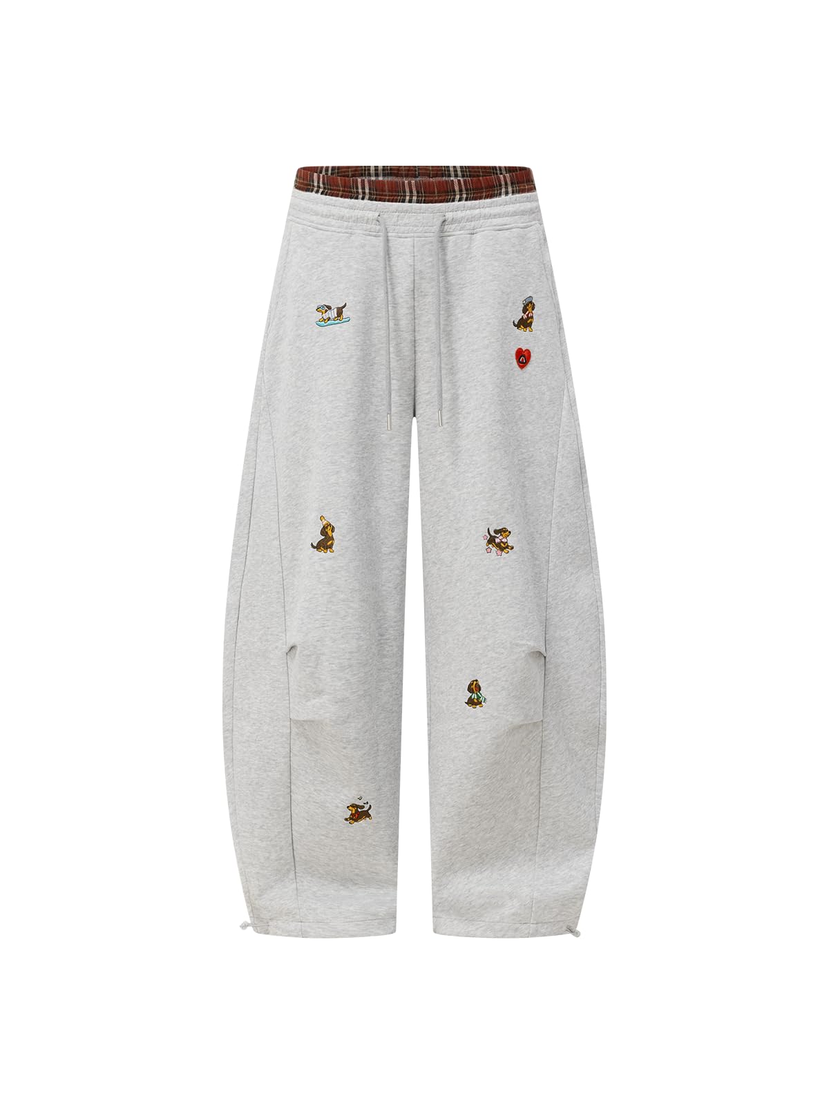 Aelfric Eden Dackel Jogginghose Herren Baggy Lang Sporthose Damen Karierte Patchwork Freizeithose Unisex Sweathose High Waist Casual Hose mit Taschen Graphic Sweatpants Weites Bein
