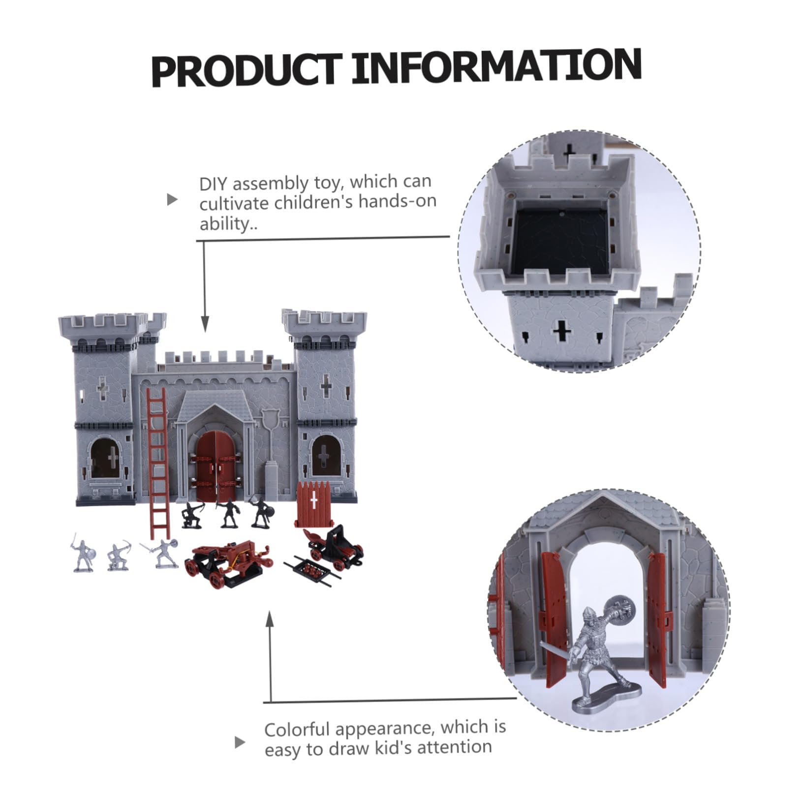 FRCOLOR Modelo de Castillo con Soldados de Plástico Juguete de Montaje DIY para Escena Educativa de Batalla Antigua Material Ecológico y Duradero