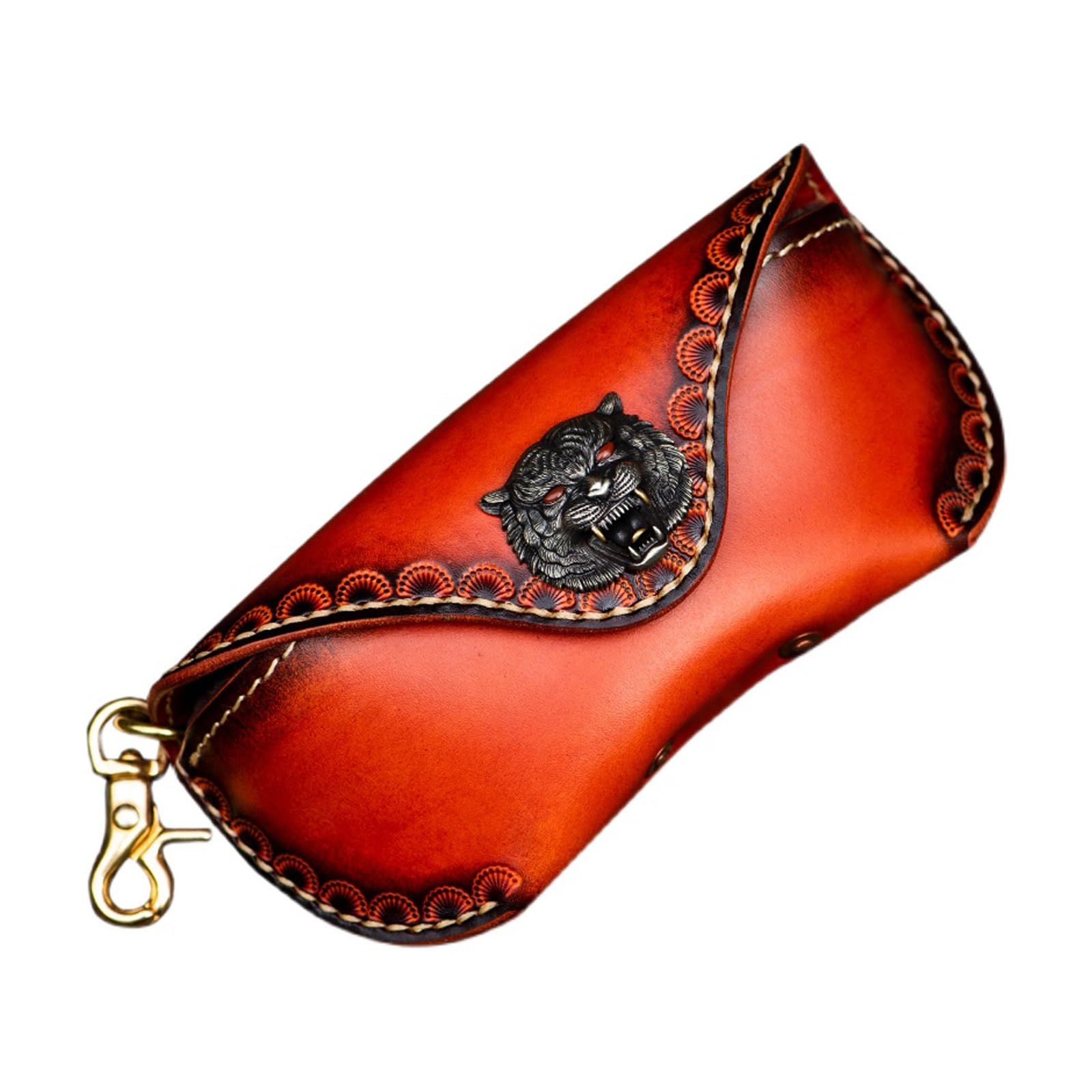 Skórzane etui na okulary w stylu retro, przenośne etui na okulary, skórzane, odporne na nacisk, poziome etui na okulary ochronne, etui podróżne na okulary przeciwsłoneczne (Grey : A, Size : S)