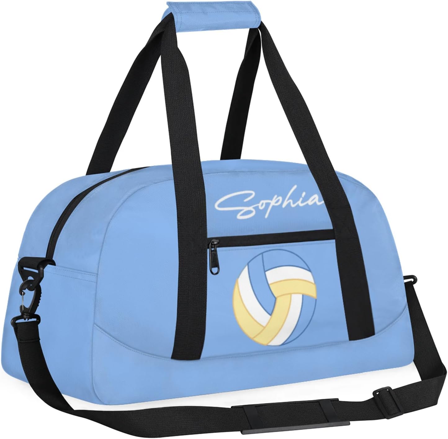 Custom Kids Duffel Bags with Name - Lightweight Gym Bag for Boys & Girls, Personalized Sports Backpack for Workout, and Travel Blue Volleyball