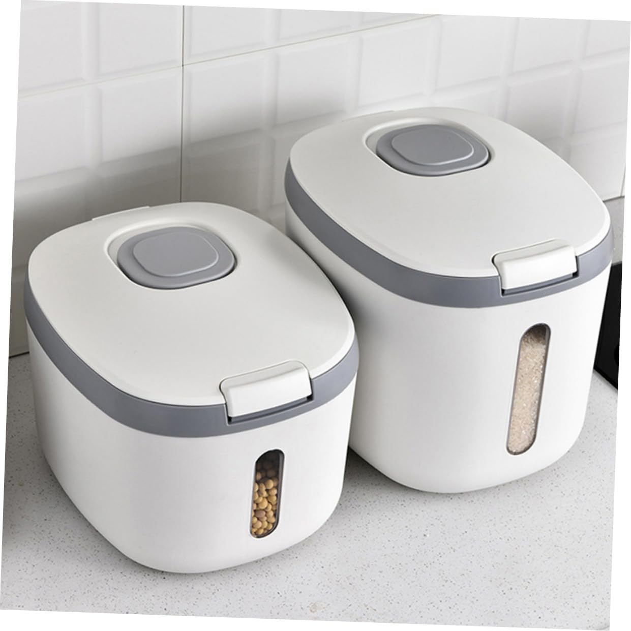 Sealed 20l Kitchen Rice Storage Container Gray Moisture-proof Rice Box Airtight Food Organizer for Home Pantry