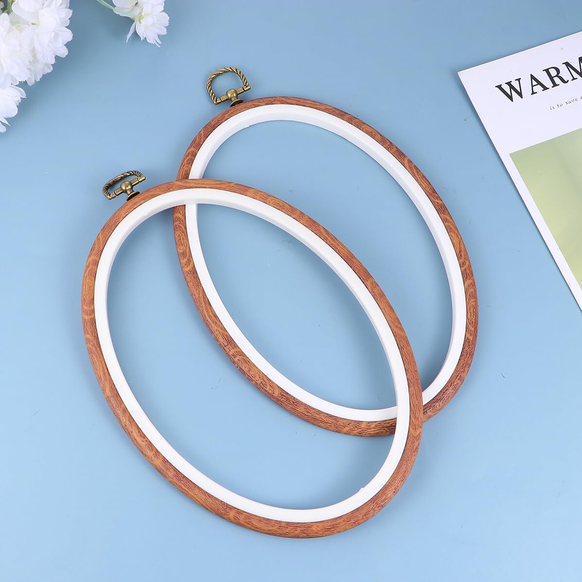 DOITOOL Bastidor de Bordado Elíptico 18x25cm 3 Piezas de Pp Marrón Base para Proyectos de Manualidades y Decoración de Bodas, Adecuado para Principiantes en Bordado