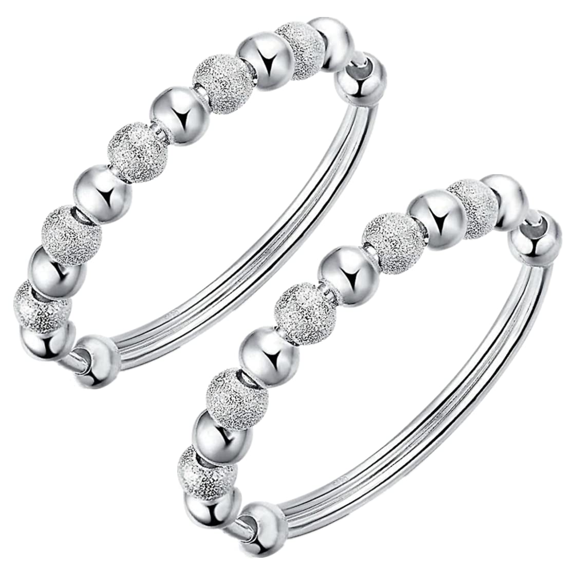 Sterling Silver Bracelets For Women 925 Sterling Silver Beads Bangle Bracelet Transfer Lucky Cuff Bracelet Adjustable Fashion Women Jewelry