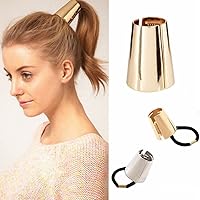 Vista 6 de 2 unidades de bandas elásticas de metal para el cabello, bandas elásticas para el cabello, coleta de caballo, hebillas, accesorios para envolver