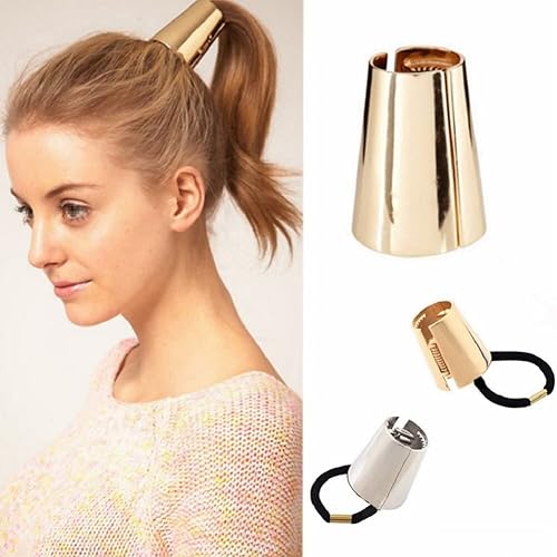 Miniatura 6 de 2 unidades de bandas elásticas de metal para el cabello, bandas elásticas para el cabello, coleta de caballo, hebillas, accesorios para envolver el