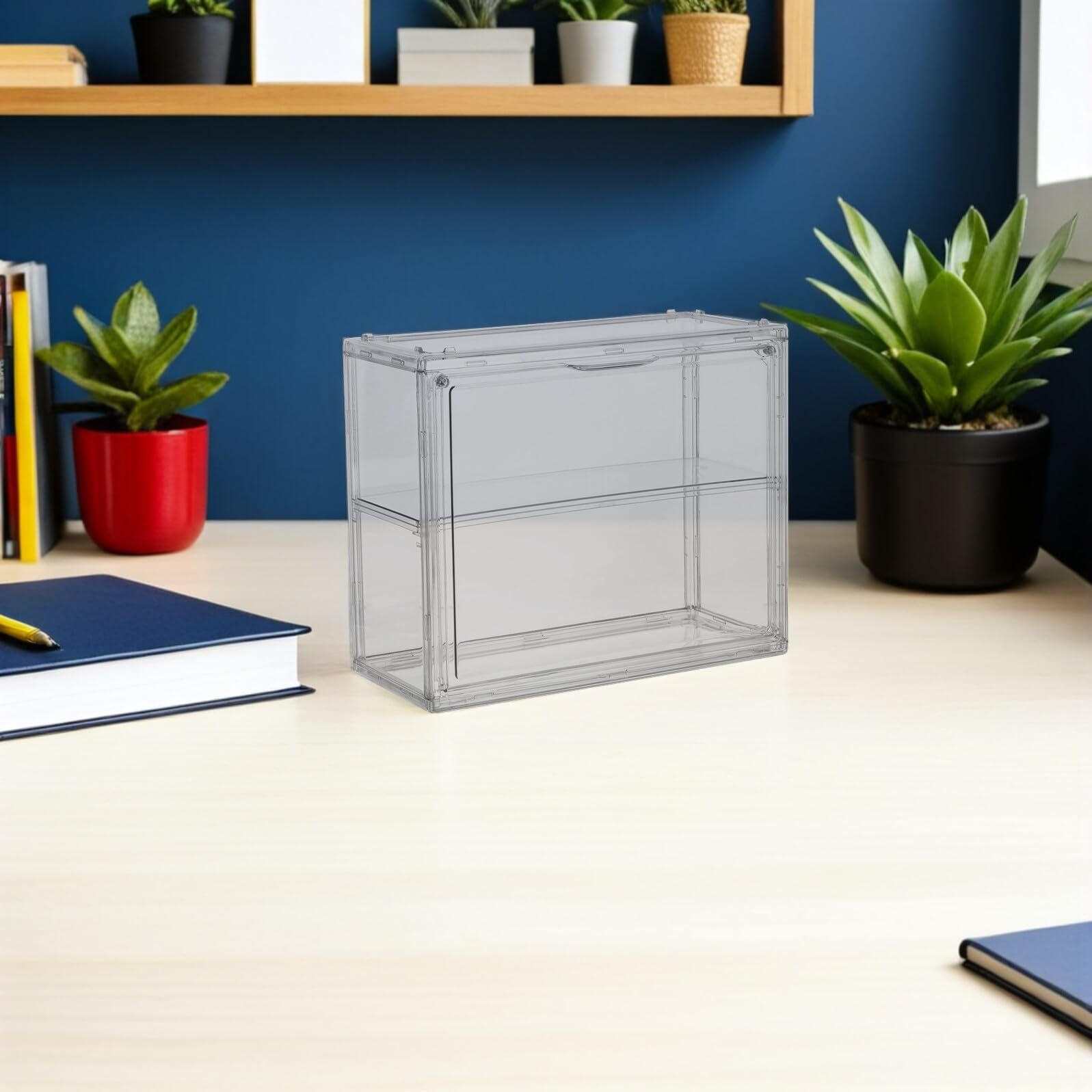 Vitrina Acrílica Doble para Maquetas de Coches y Aviones Caja Transparente Montada Pared Exhibidor Apilable para Colección de Modelos con Protección Antipolvo y Fácil Limpieza
