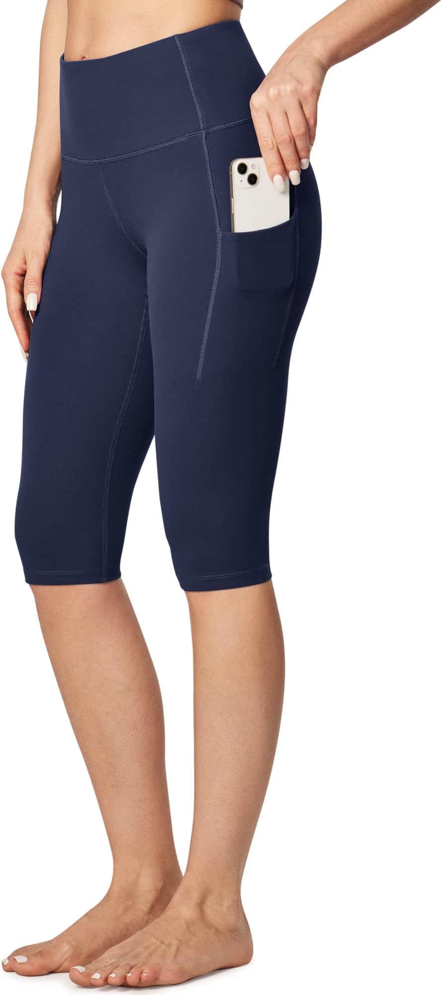 Capri Leggings for Women with Pockets Women's Capris Knee Length High Waisted Yoga Pants Compression Workout Leggings