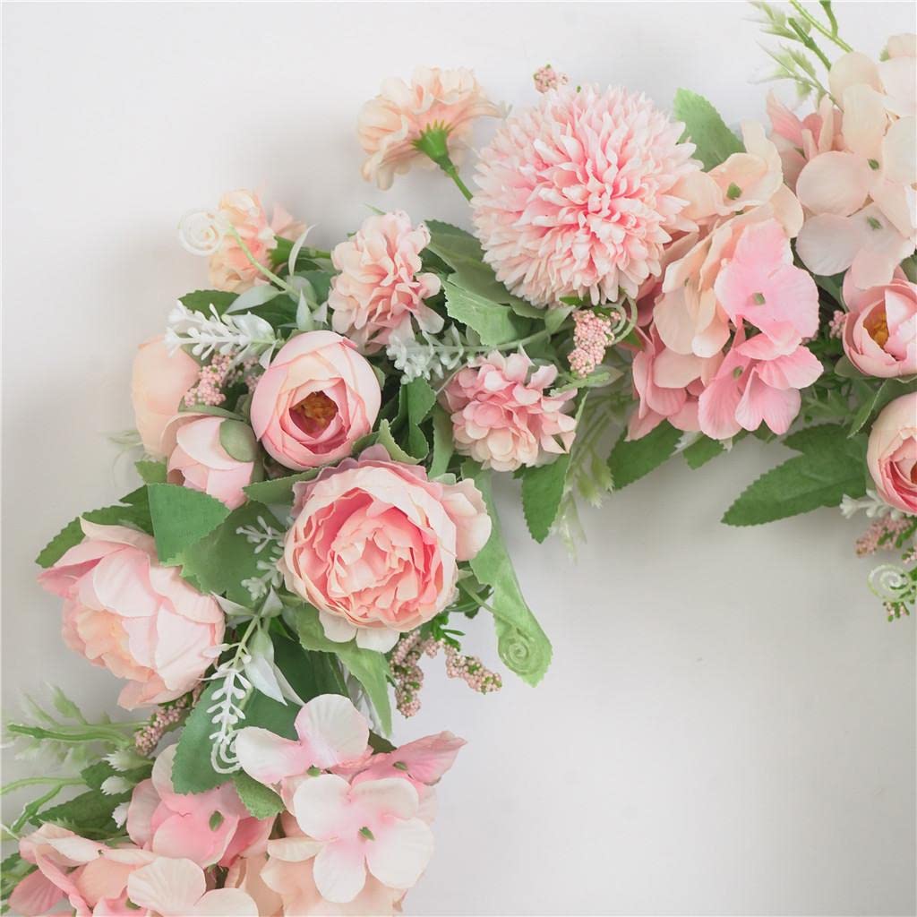 Ghirlanda di fiori artificiali Ø 40 cm, ghirlanda da porta, ghirlanda da parete | Decorazione primaverile con fiori artificiali per casa, feste, matrimoni ecc., ghirlande estive rosa chiaro per porte