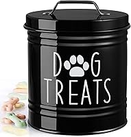 Vista 9 de Recipiente hermético para golosinas de perros pequeños - 6" de alto X 4.9" redondo, frasco negro para golosinas de perros para encimera de cocina