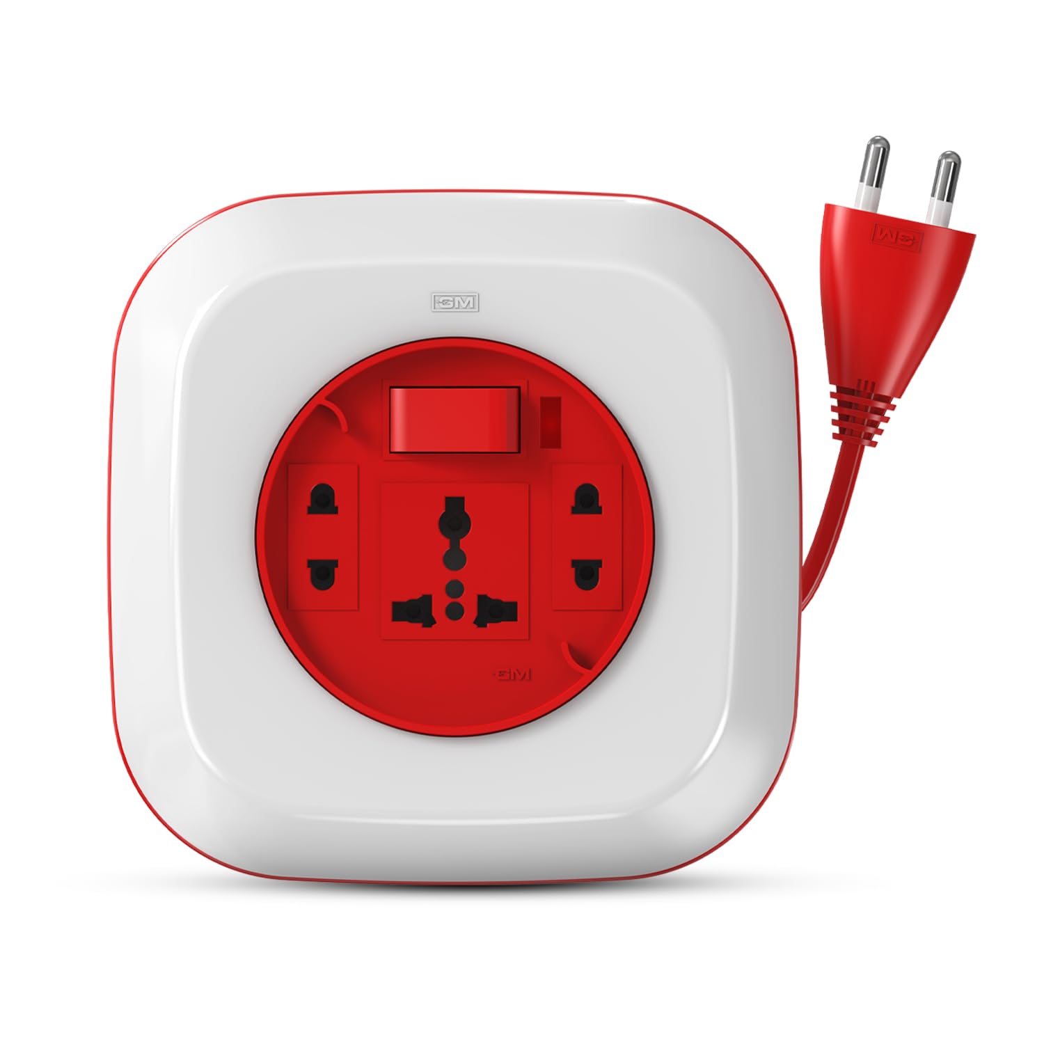 3066 Geo 2-Pin Flex Box with 8.2M Copper Extension Cord | 3 International Sockets | LED Indicator | Safety Shutter | Durable Polycarbonate Body | Ergonomic Design for Home & Office Use