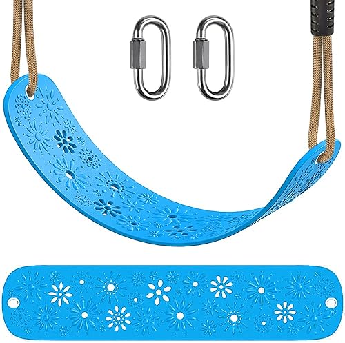 BeneLabel Asiento de columpio resistente con cuerda ajustable y mosquetones, accesorios de columpio para patio de recreo resistente, para niños y