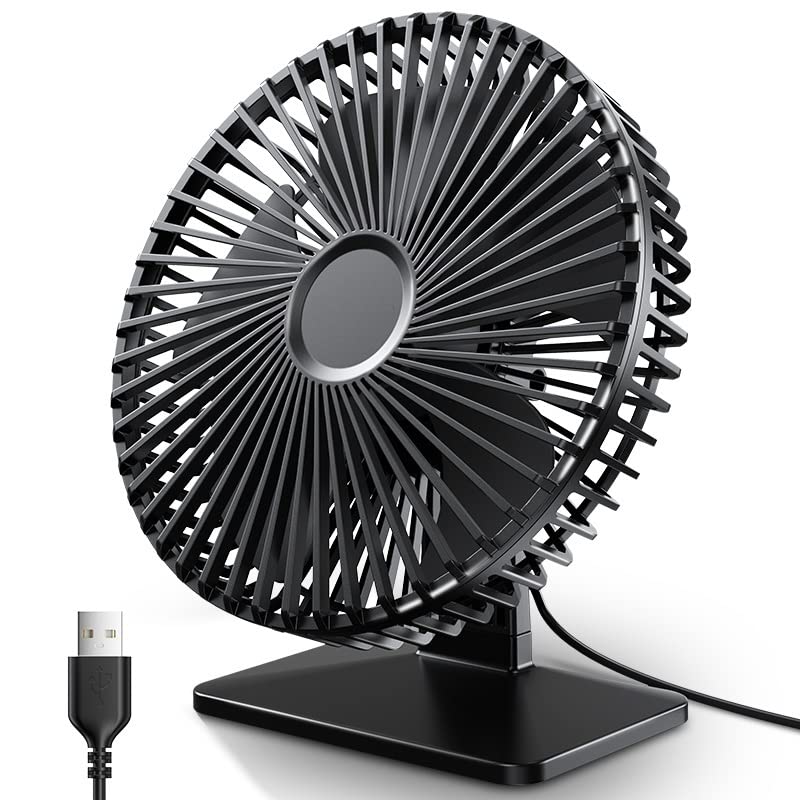 SKYDIN fan Desk Fan 90° Rotation Adjustment Portable Cooling Fan 4 Speed Ultra Quiet Powerful Mini Table Fans For Home Office (Color : Black)