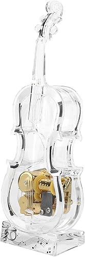 Caja de música de reloj mecánico con forma de violonchelo, caja de música acrílica transparente, modelo de instrumento musical, decoración creativa