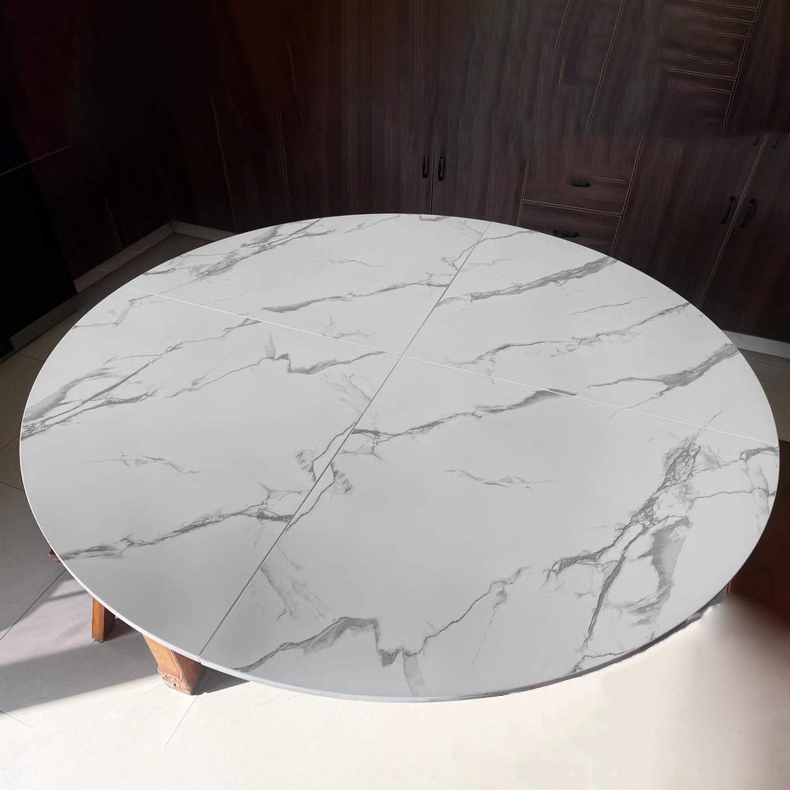Estensore rotondo per tavolo da pranzo regolabile da 110 a 180 cm, pieghevole, per soggiorno e cucina, ideale per banchetti e riunioni, soluzione versatile di espansione del tavolo