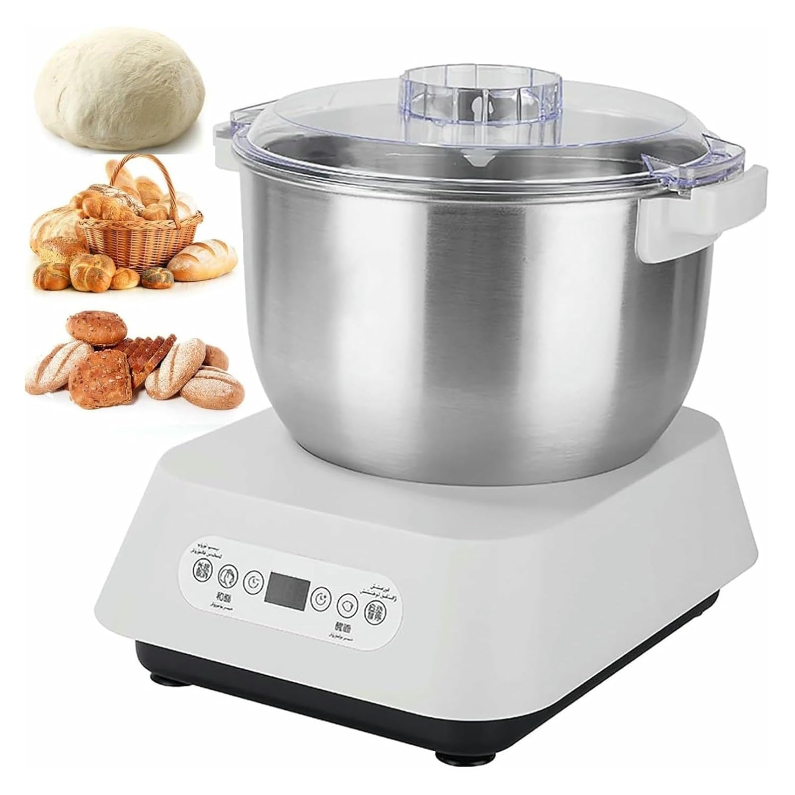 YNIYUJKL Electric Dough Maker With Ferment Function, 304 Stainless Steel Bowl, Large Capacity For Bread, Pizza, Dumplings,5l