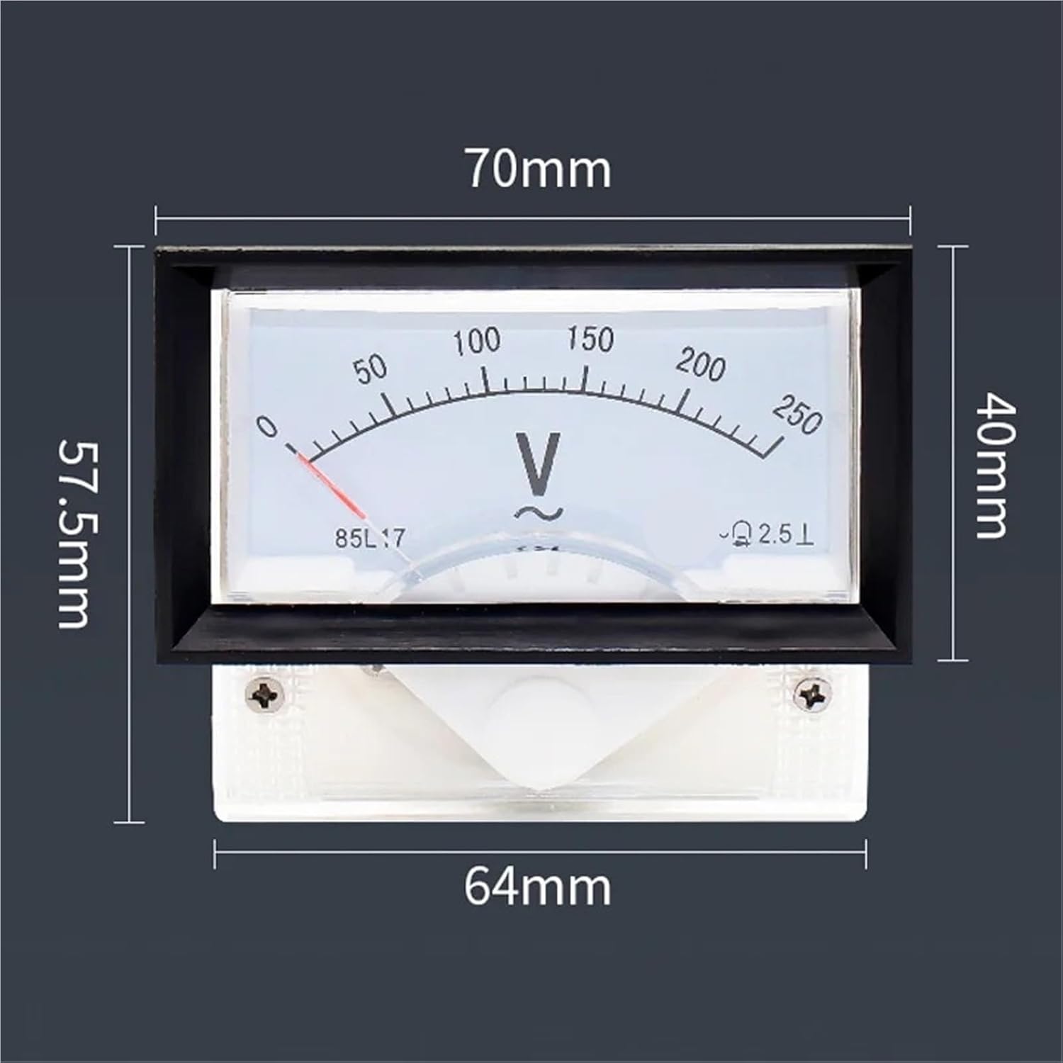 85L17 AC 5V 10V 15V 25V 30V 45V 50V 75V 70 * 40mm Rectangle Analog Volt Voltage Panel Meter 1Pcs(75V)