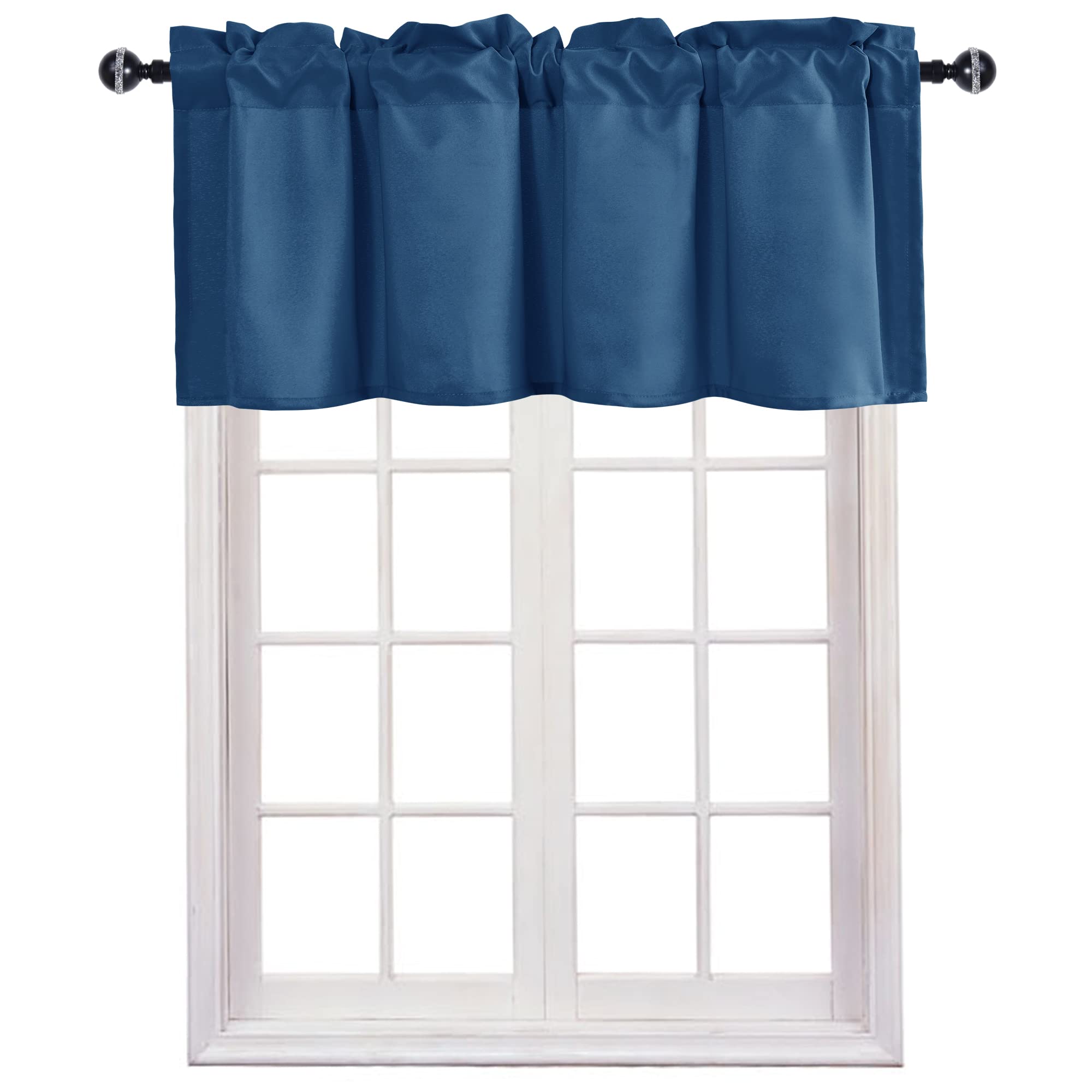 Rideaux de cantonnière bleu roi JIUZHEN pour cuisine et salle de bain 106x45 cm