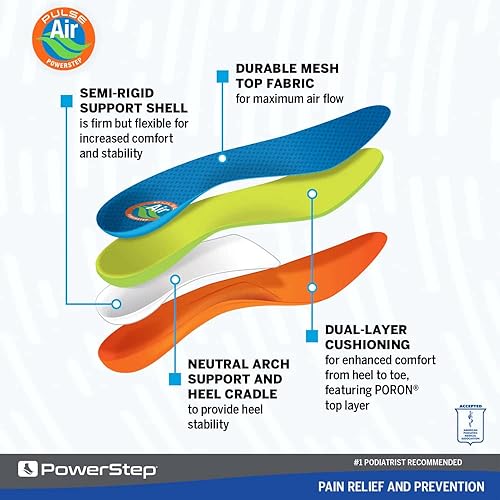 Miniatura 2 de Powerstep Plantillas, Pulse Air, inserto de alivio del dolor de zapatos para correr, tela transpirable, mujeres y hombres