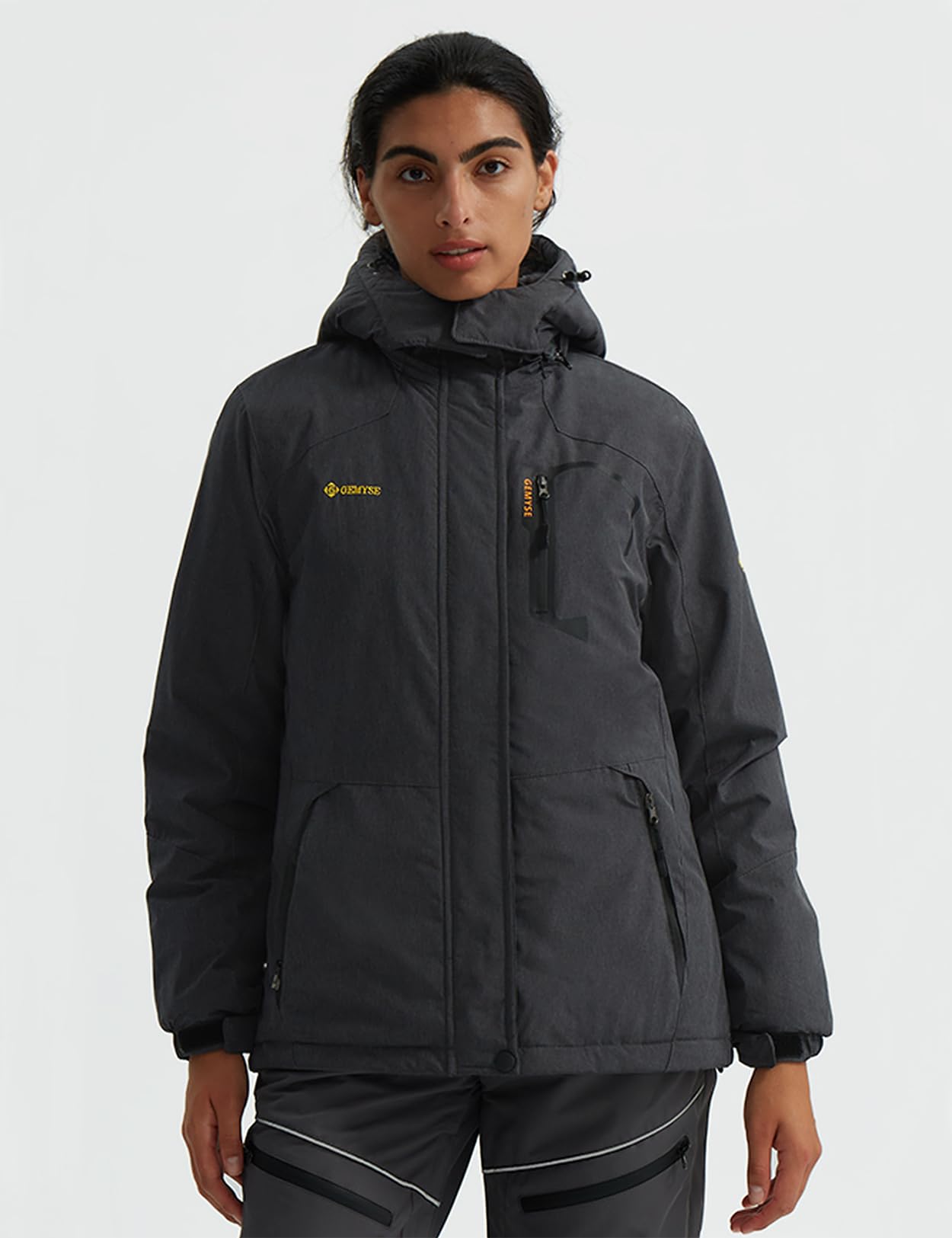 GEMYSE Donna Giacca da Sci impermeabile montagna Giacche Pile invernale antivento Cappotto con Cappuccio