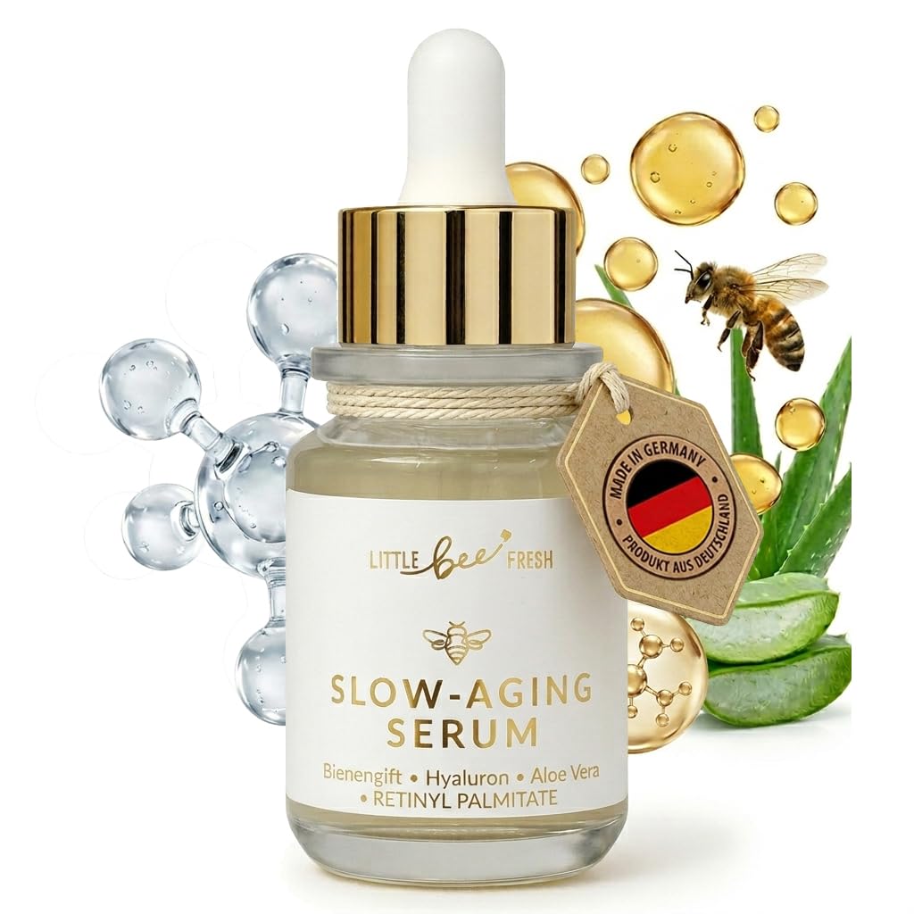 little bee fresh Bienengift Serum Anti-Aging mit echtem Bienengift, Hyaluron & Aloe Vera | bei Falten & reifer Haut | hochdosiertes Bienengift Slow-Aging Serum | 100% Imkerqualität