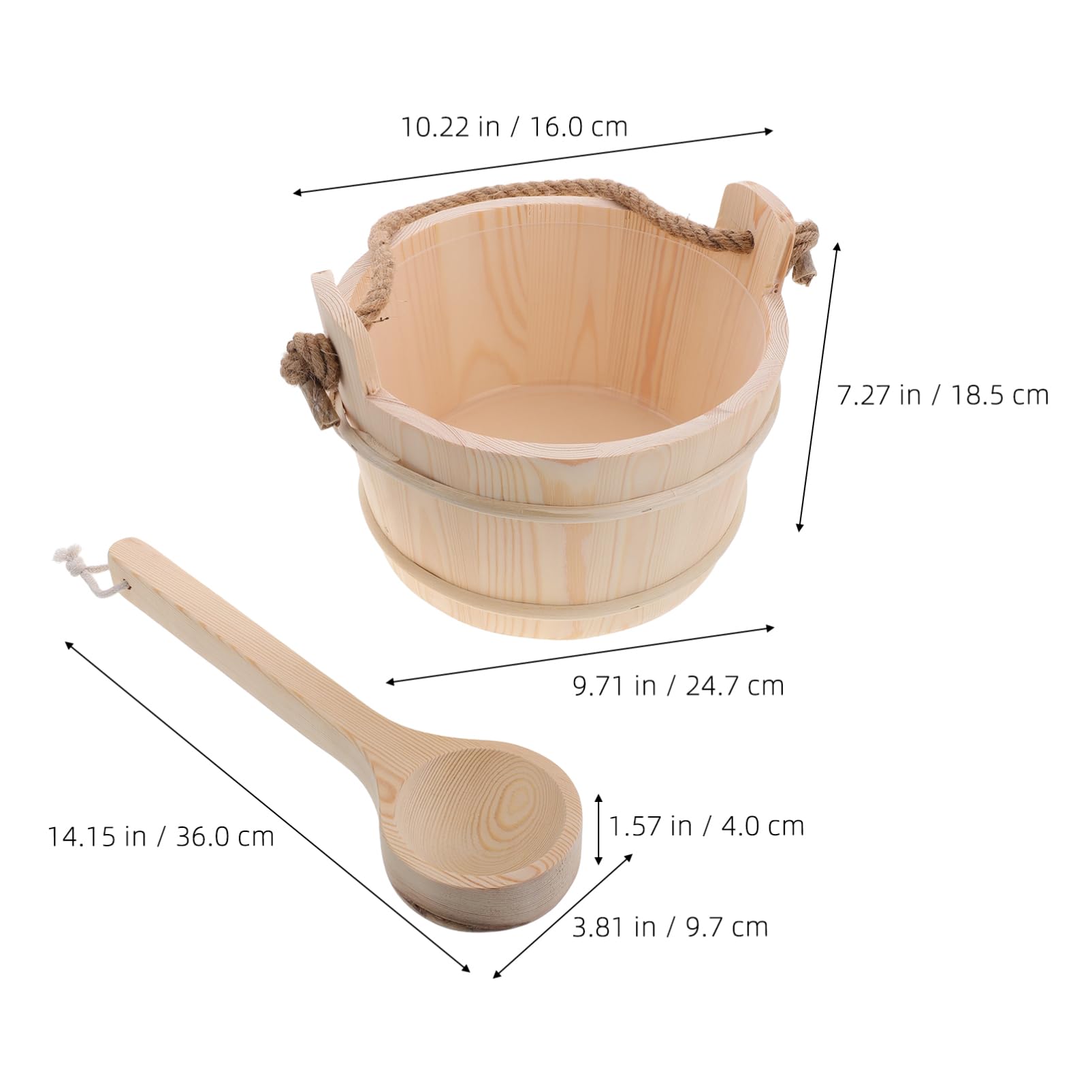PRETYZOOM Holz Saunakübel Mit Schöpfkelle Für Dampfsauna Fußbad Wasserzubehör Set Für Spa Zimmer Und Badesalz Einweichen Versorgung