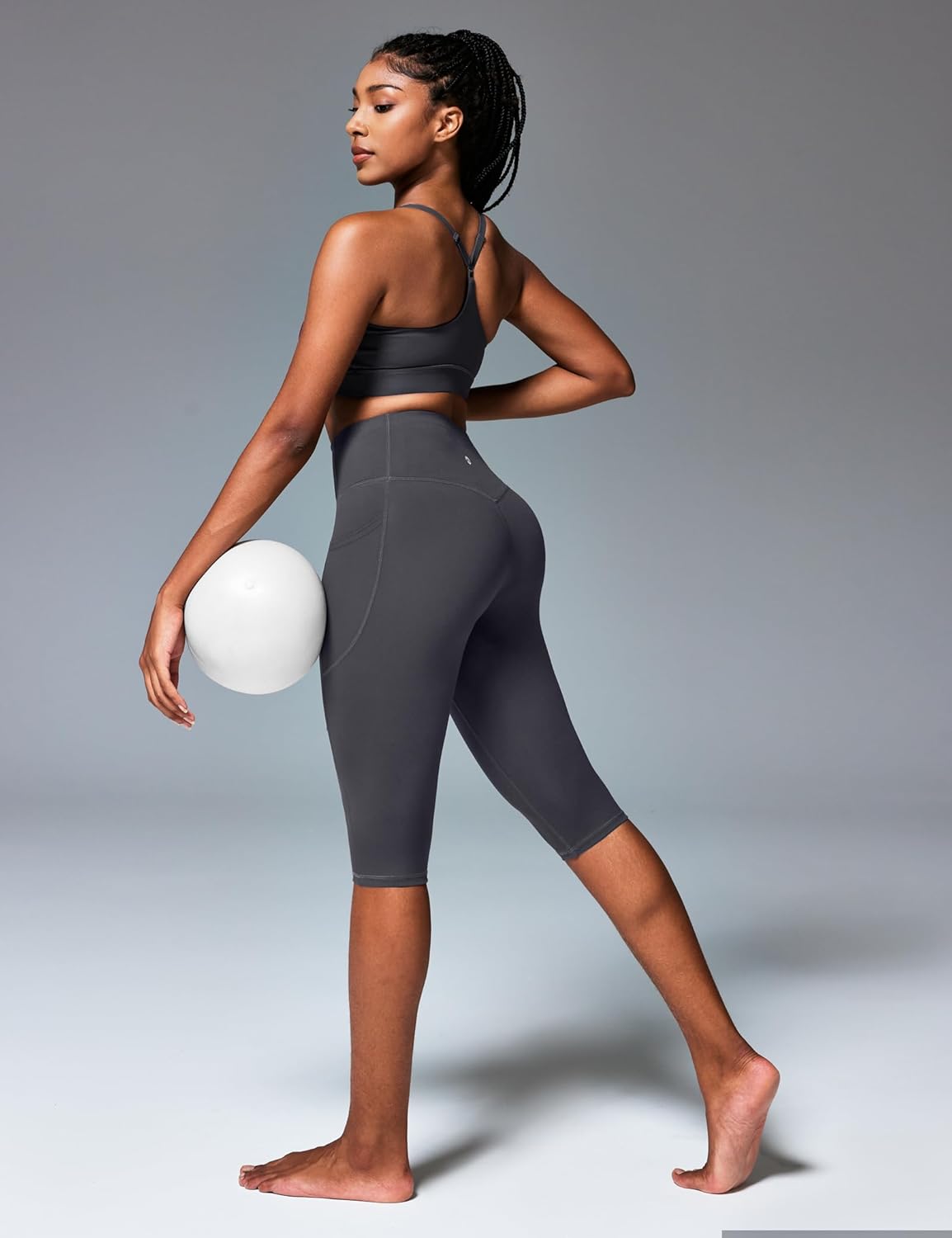 Heathyoga Capri Leggings with Pockets for Women Tummy Control Knee Length Leggings Yoga Pants Women Capri Pants Workout - Image 2