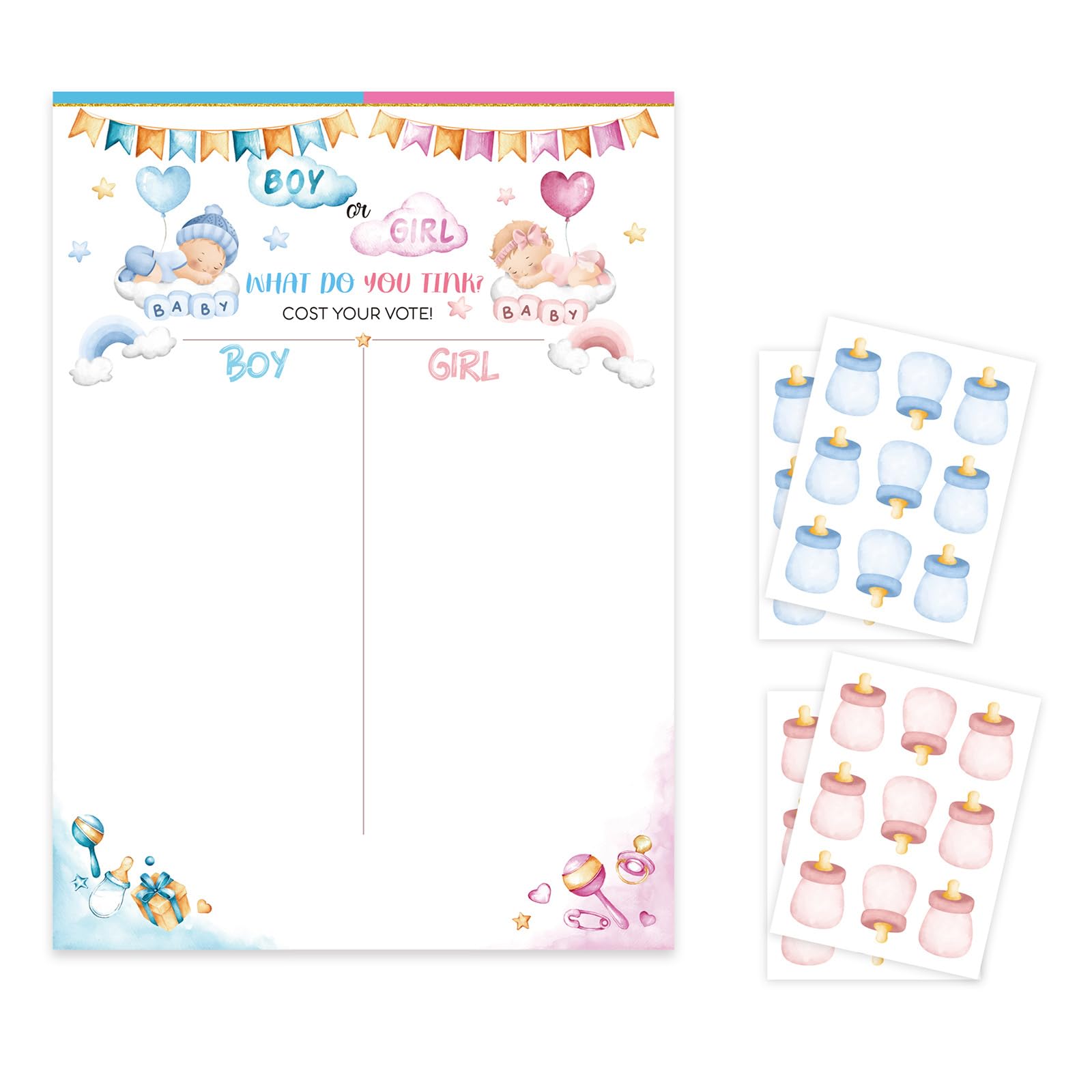 Hdkean Men's White Gender Reveal Game Voting Poster Stickers Gender Baby Gender Prediction Decor
