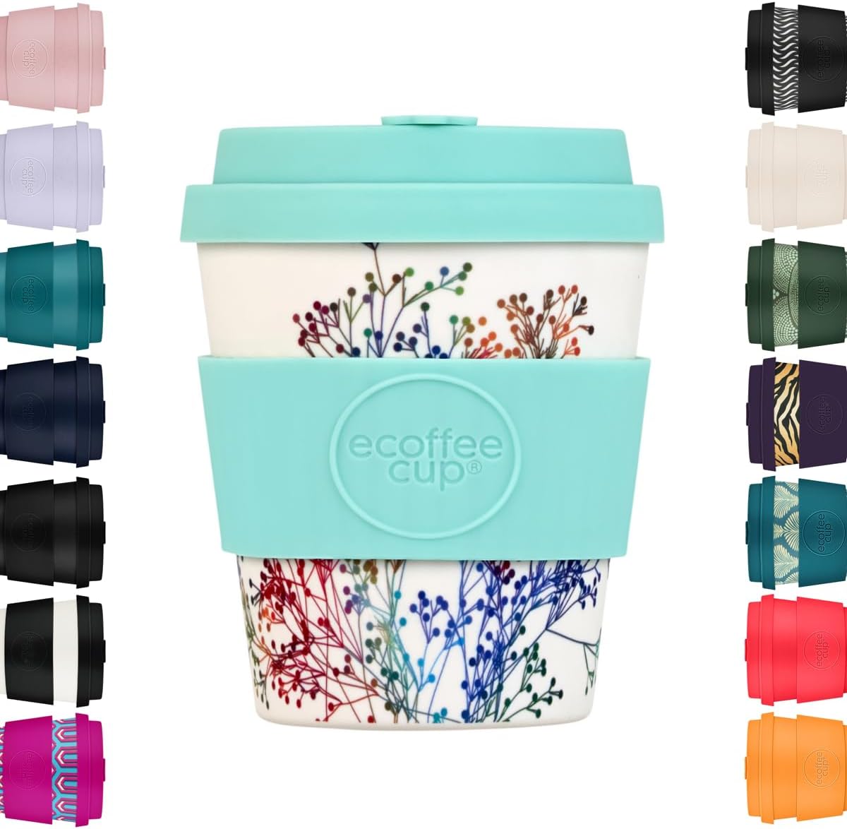 Ecoffee Cup 8oz (240ml) Reusable Coffee Cup – PLA Plant-Based Travel Mug with Silicone Lid, Melamine Free & Dishwasher Safe – Local Fluff