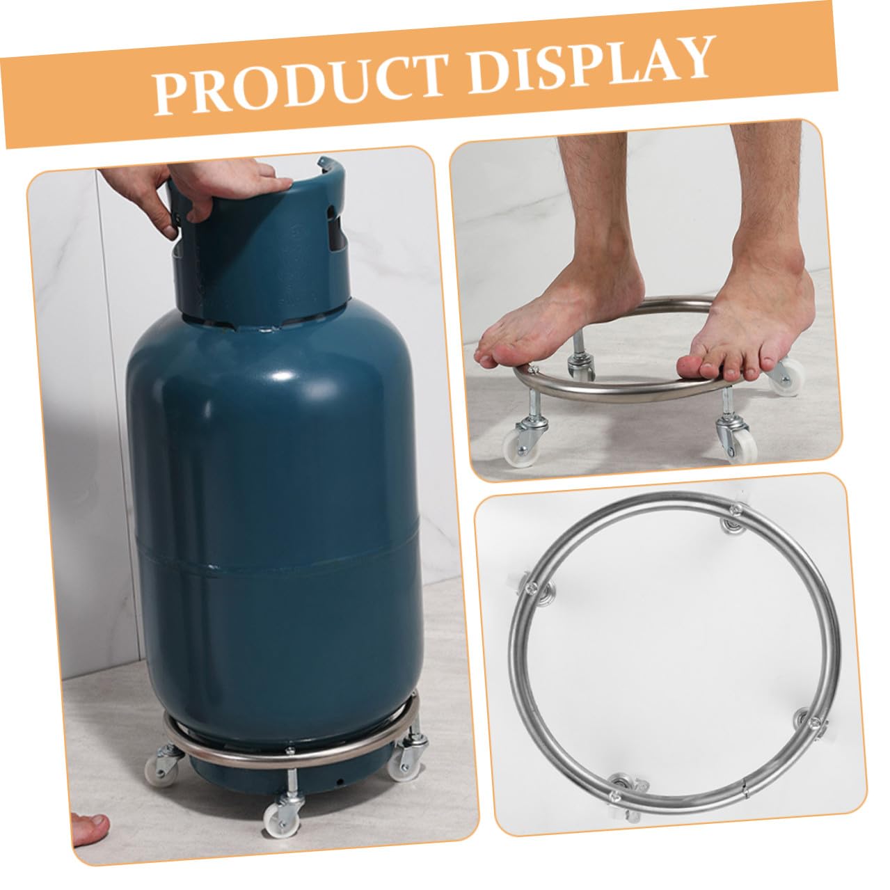 Porta Bombola Gas in Acciaio Inox con Ruote Mobili, Supporto Bombola Gas Resistente e Facile da Usare per Serbatoi Propano Fino a 30kg, per Casa e Ristorante