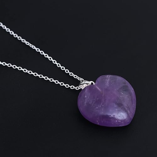 Miniatura 4 de Gempires Pink Amethyst Heart Necklace, Love Crystal Pendant, February Birthstone, Trendy, Minimal, Gift for Her, 18 + 2 inch Adjustable Silver