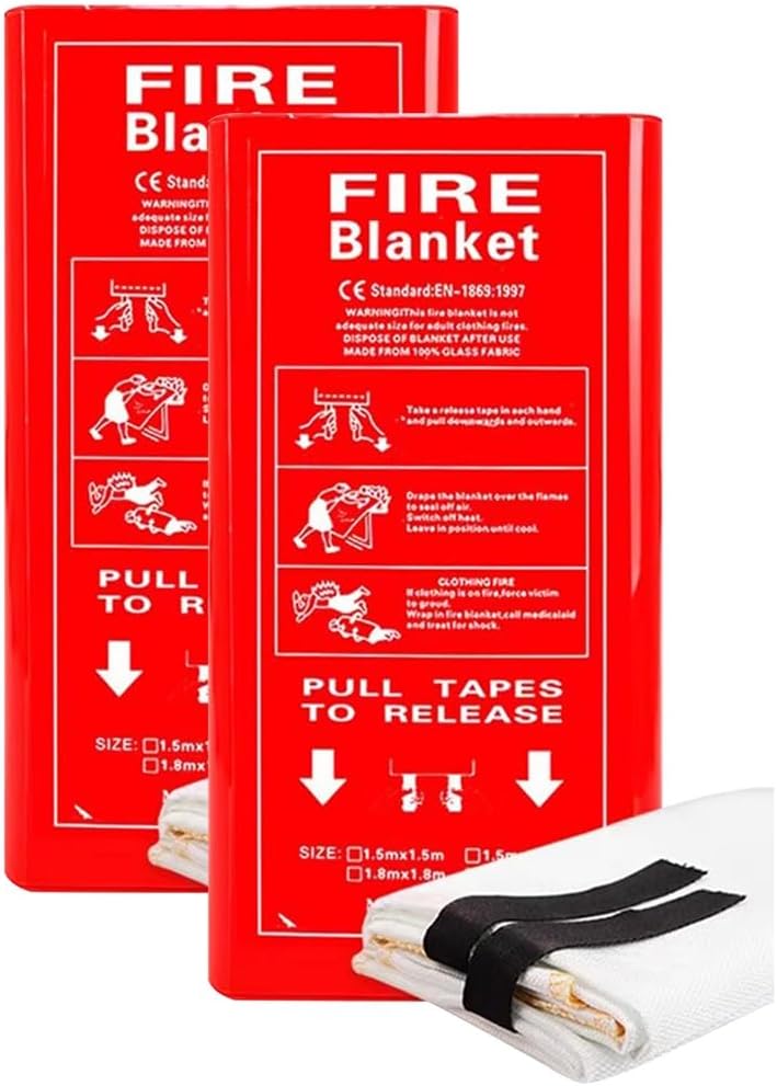 Fire Safety Blanket for Camping, Heat Resistant Fiberglass Fire Retardant Blanket, Essential Tools for Office Warehouse Survival Safety(White(1PCS),1.8 * 1.8m)